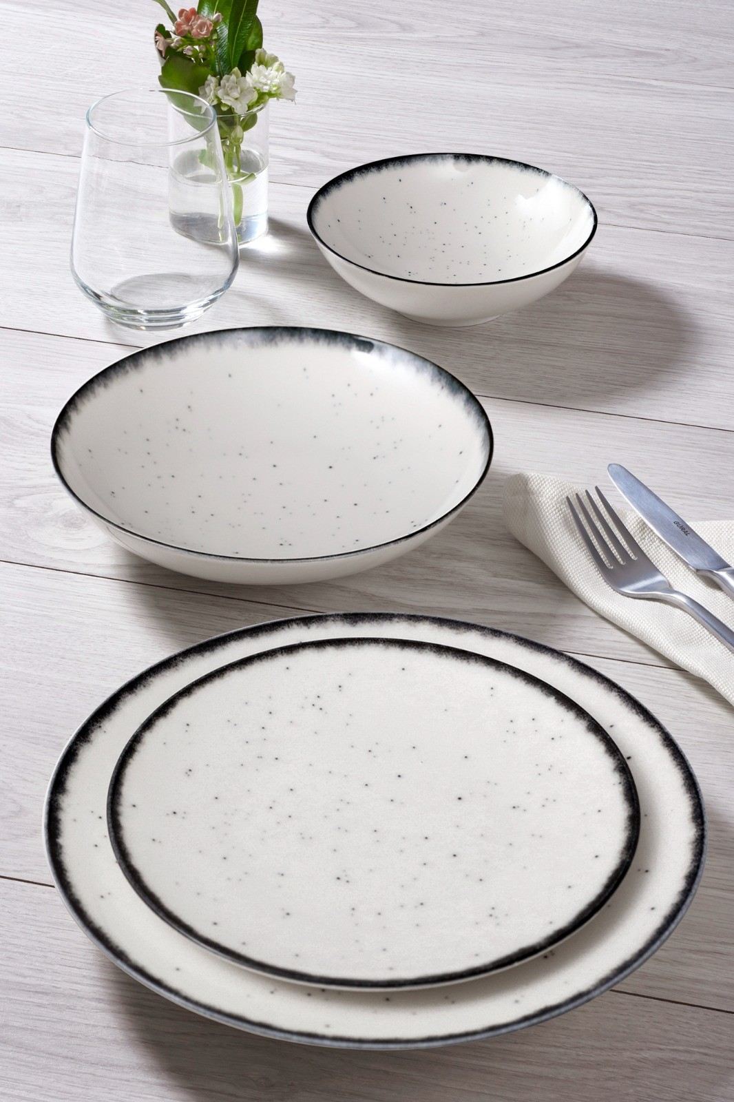Set veselă (24 piese), GBSATN24KY458SYH, Negru / Alb