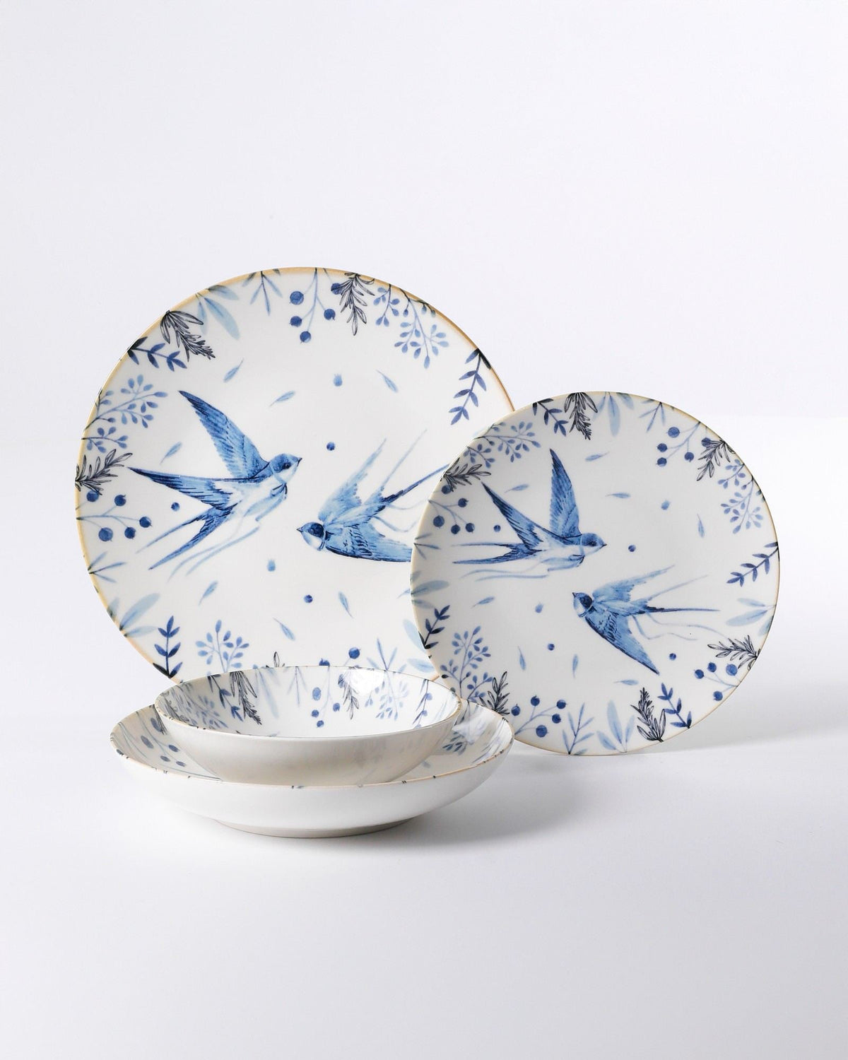 Set veselă (24 piese), GBSATN24KY4E4072, Alb / Albastru / Negru