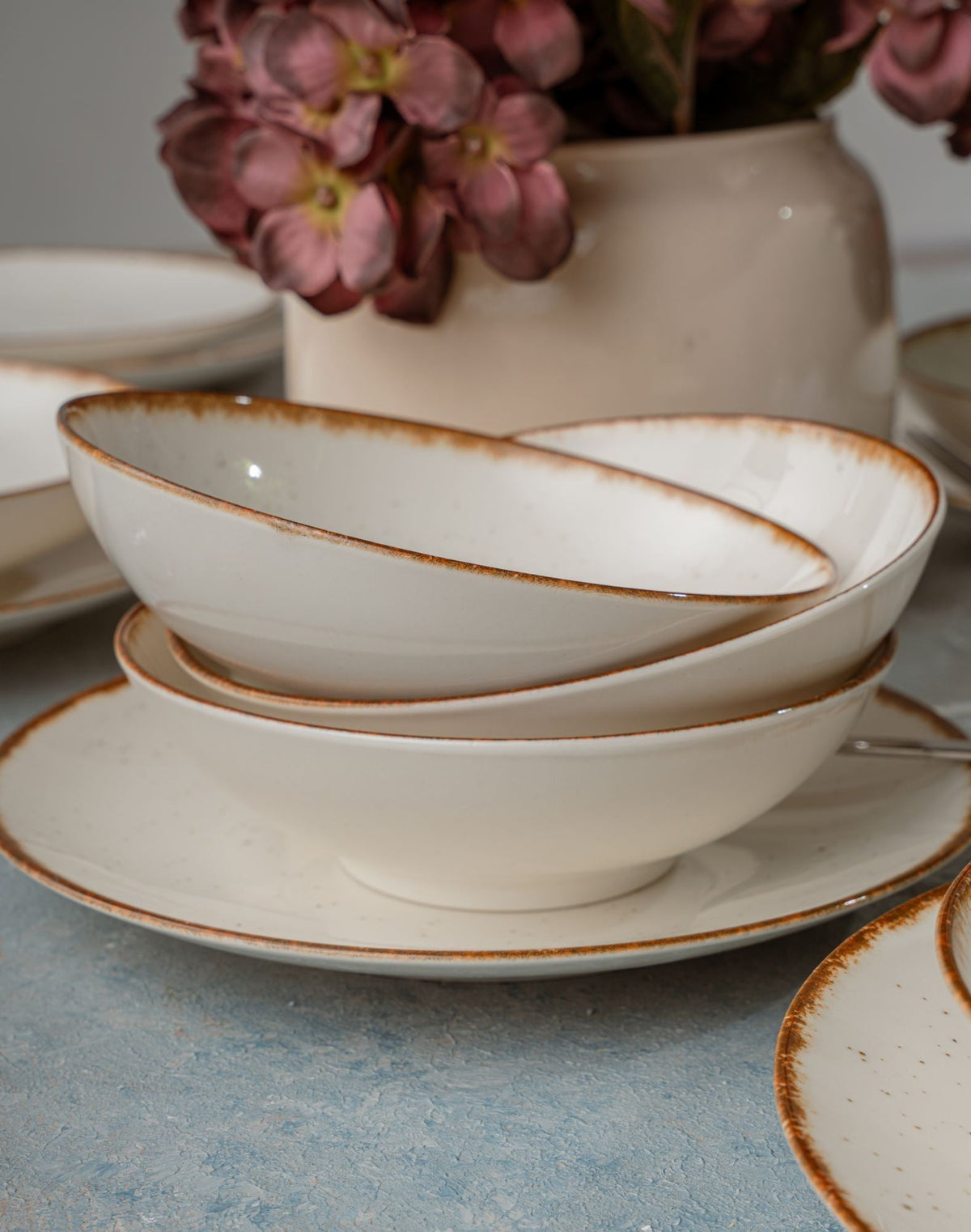 Set veselă (24 piese), GBSATN24KY458KH, Alb / Maro
