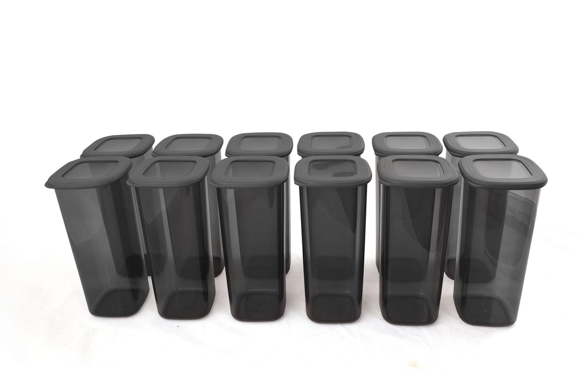 Set cutii depozitare (12 piese), BNMPOLYAS12-170, Gri