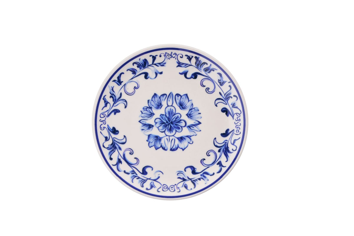 Set farfurii desert (6 piese), Blue Flower, Albastru / Alb