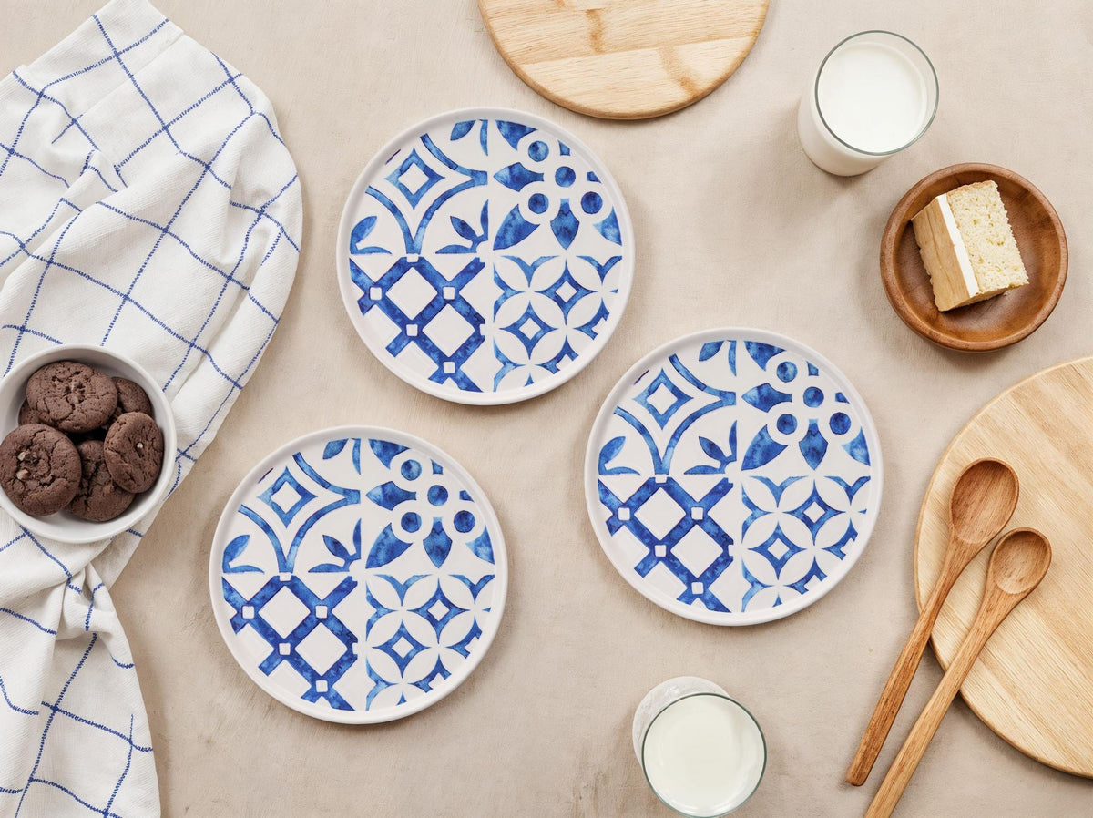 Set farfurii desert (6 piese), Blue Pattern, Albastru / Alb