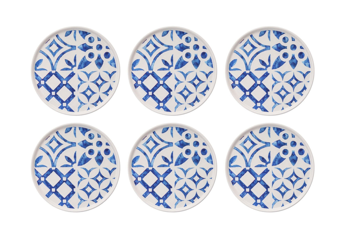 Set farfurii desert (6 piese), Blue Pattern, Albastru / Alb
