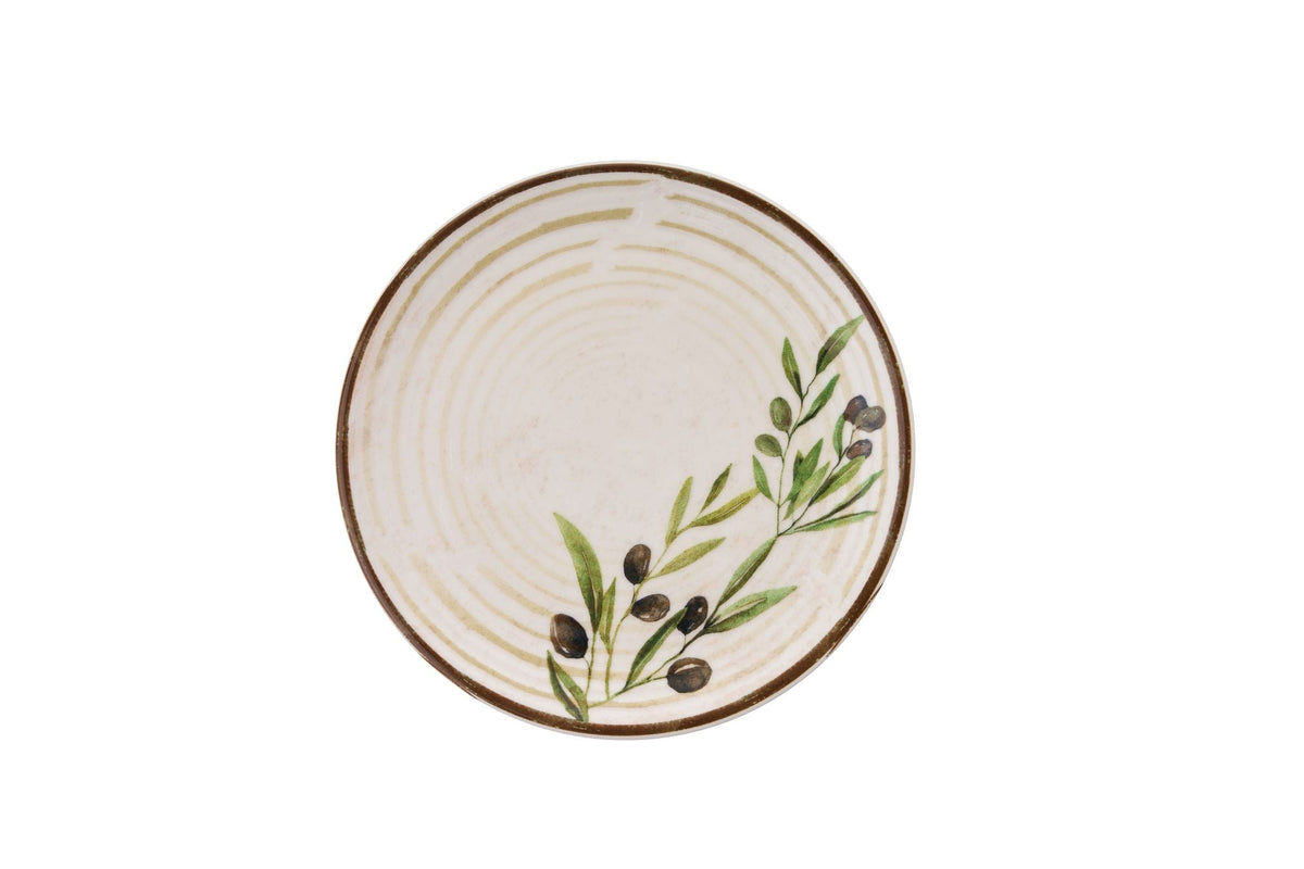 Set farfurii desert (6 piese), Weary Flower, Bej / Verde / Maro