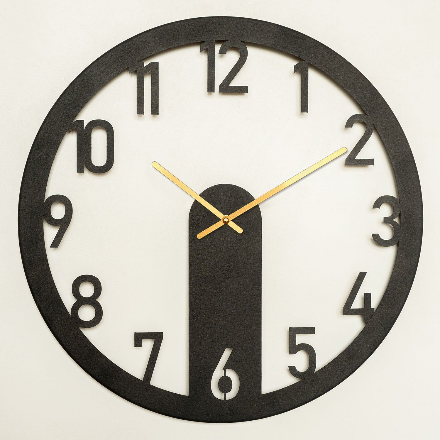 Ceas decorativ metalic de perete, Mood Metal Wall Clock - APS114 - Black, Negru / Auriu