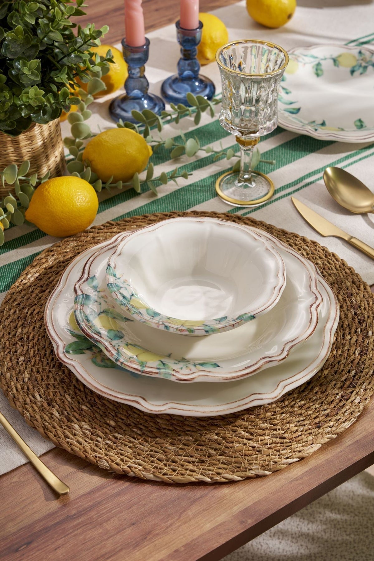 Set veselă (24 piese), Sunny Grove, Verde / Galben / Maro