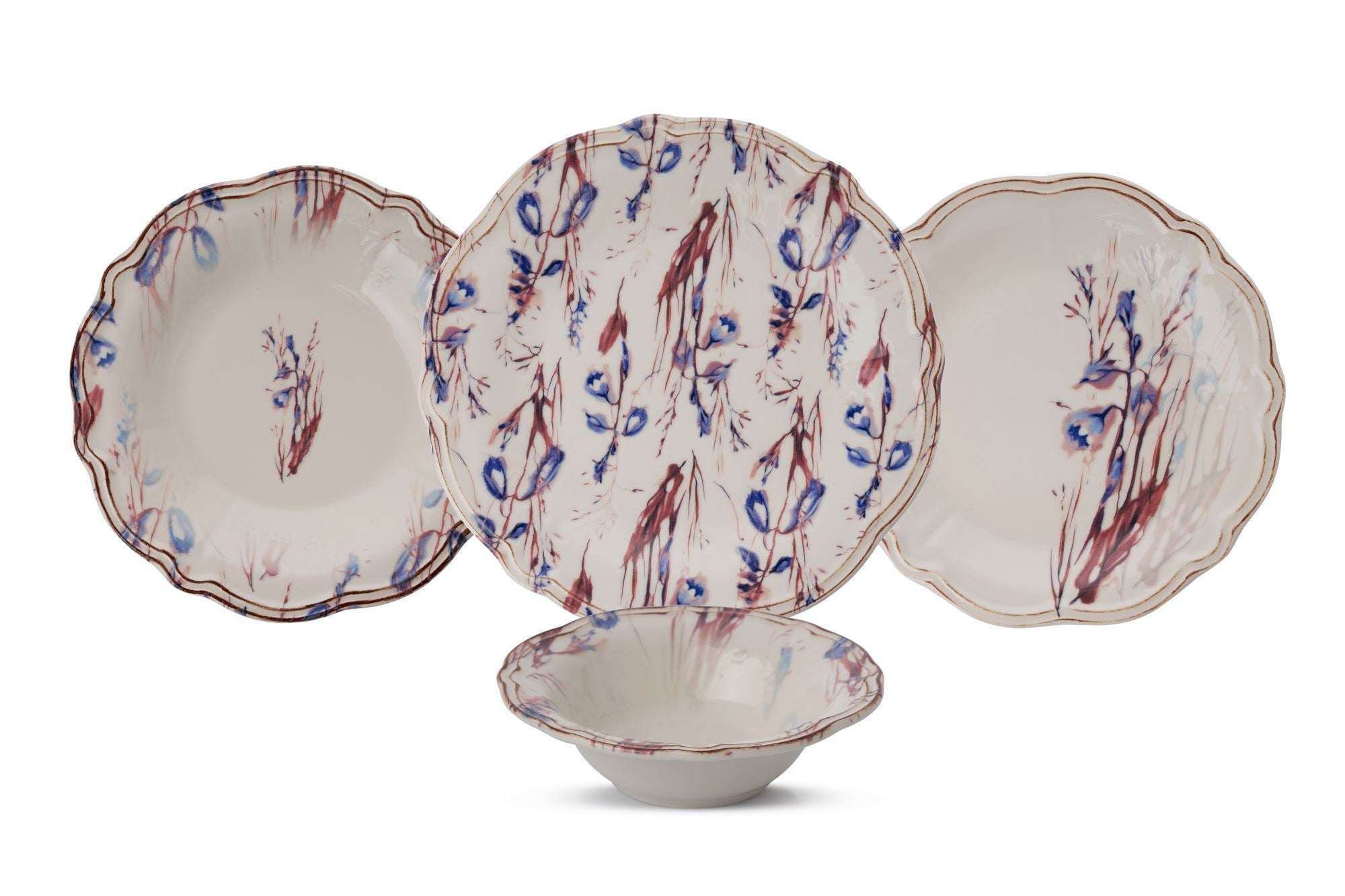 Set veselă (24 piese), Blue Rustica, Bleumarin / Bordo