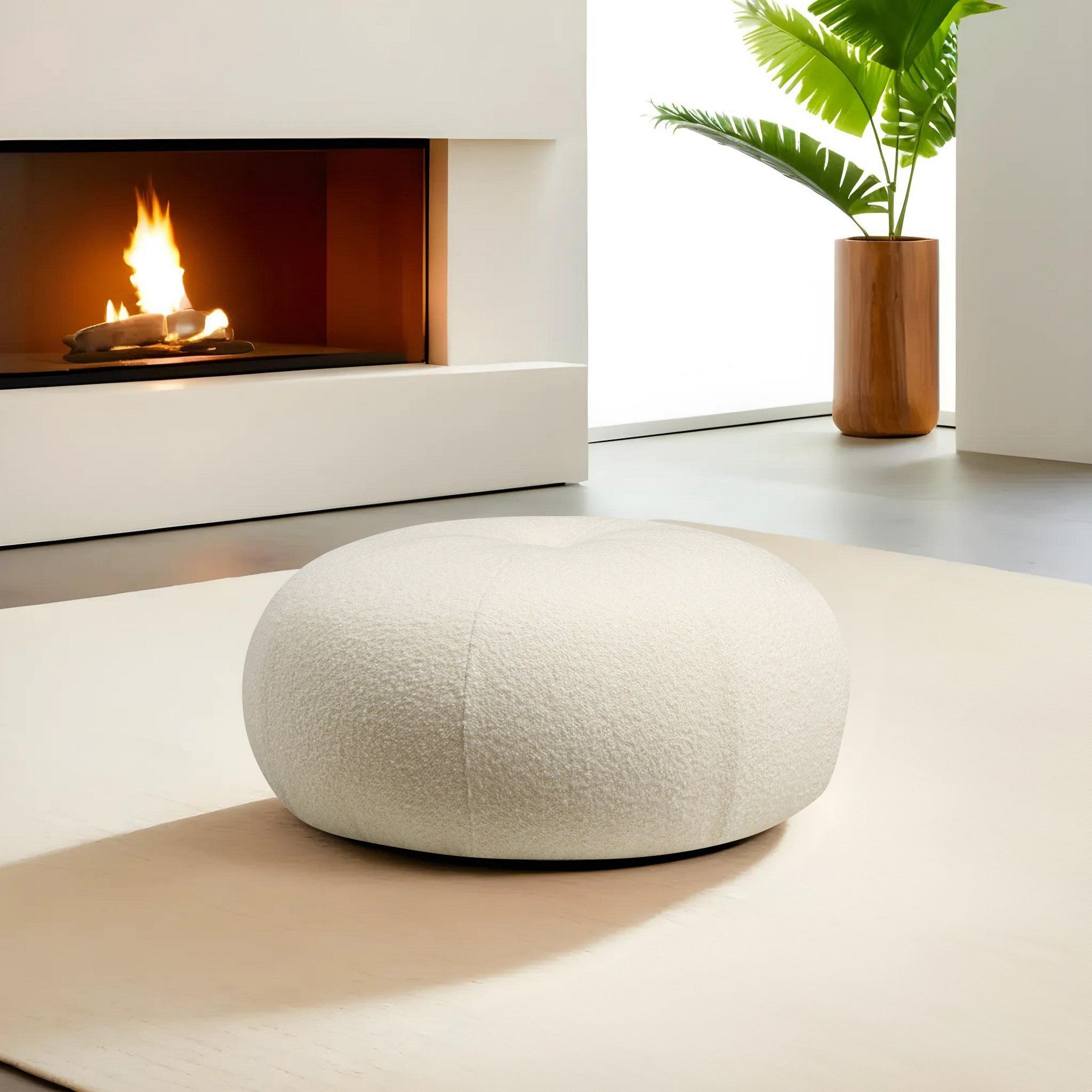 Puf, Tina - Bouclet White, Bouclé Alb