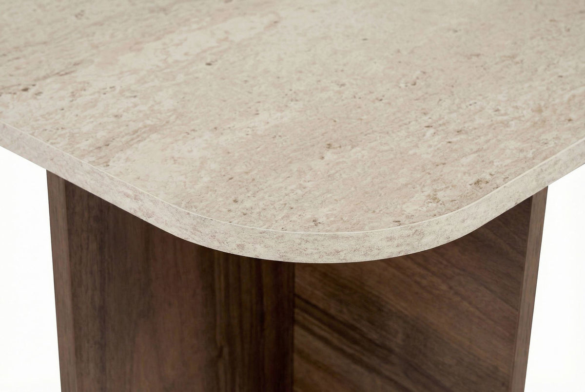 Măsuță de cafea, Akira - Travertine, Venezia Walnut, Travertin / Nuc Veneția