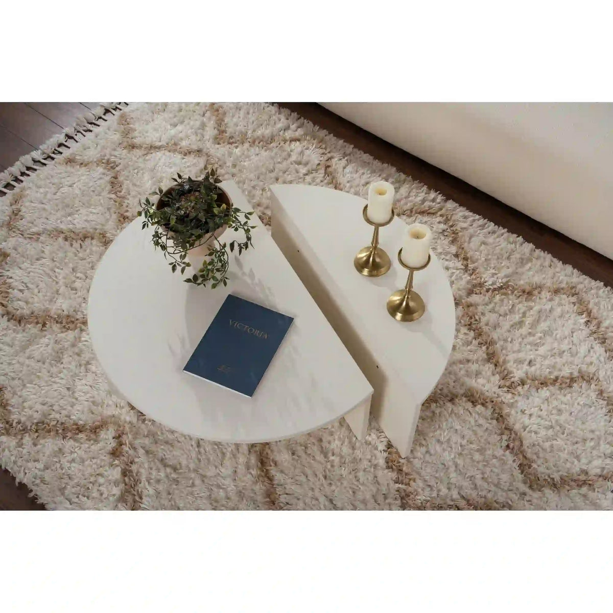 Set 2 masute ORION, alb natural, PAL melaminat