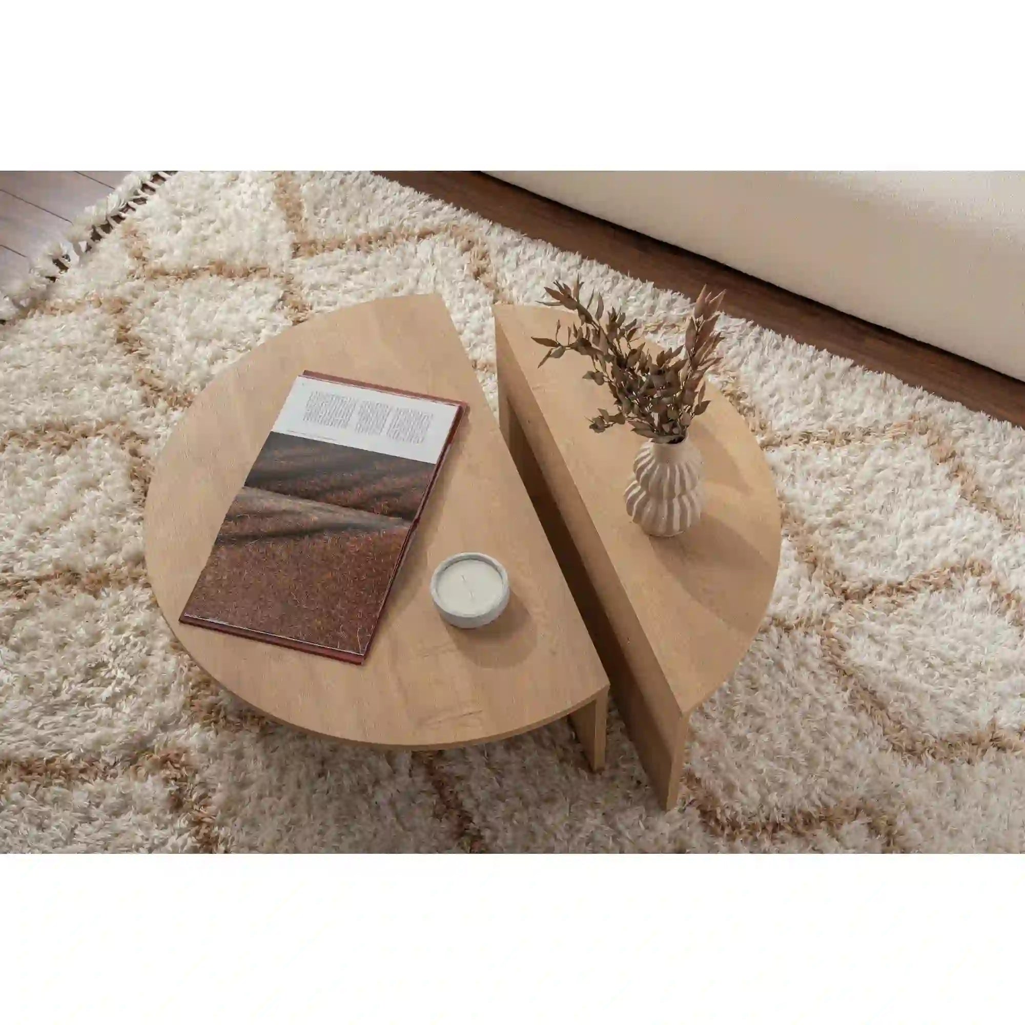 Set 2 masute ORION, stejar miere, PAL melaminat