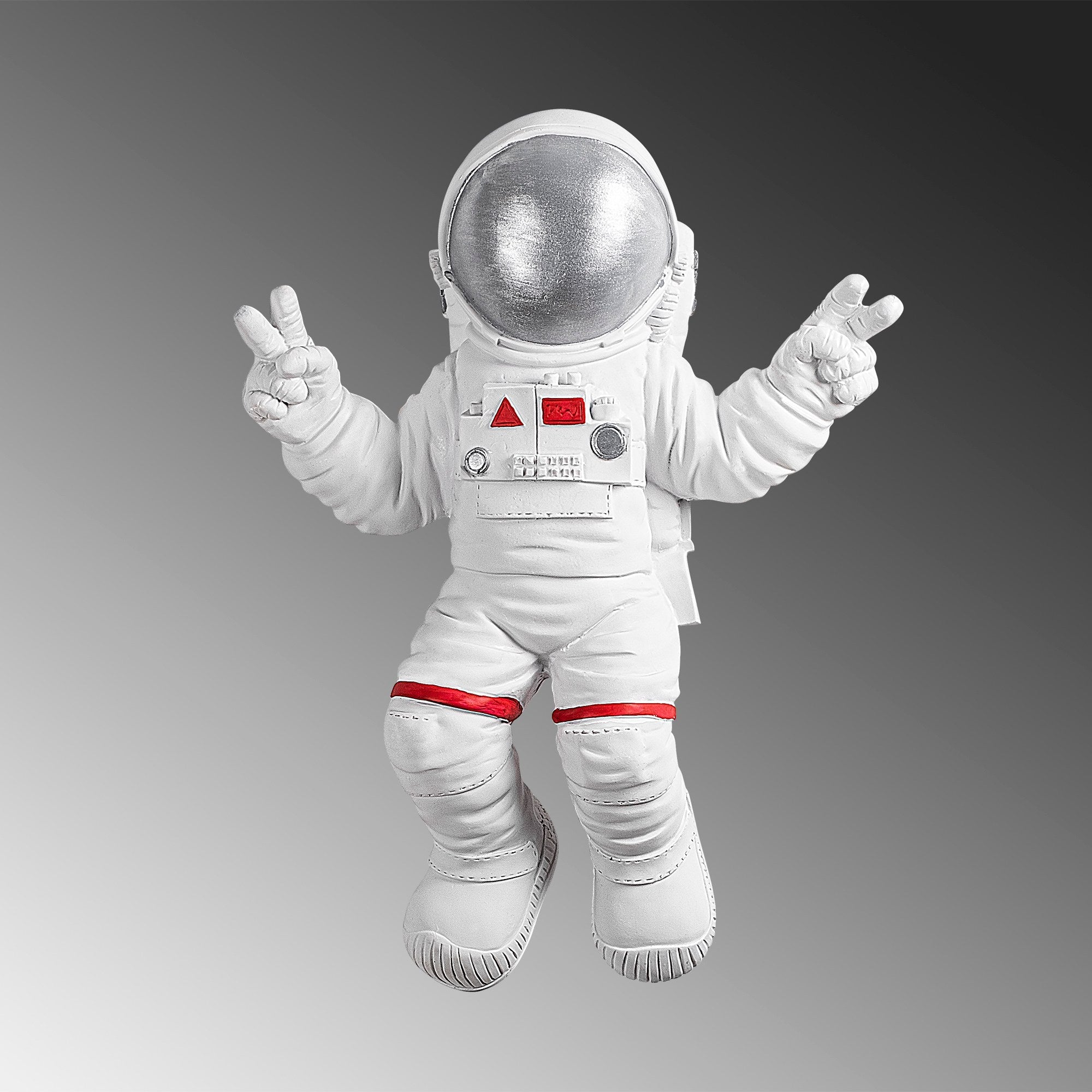 Accesoriu decorativ de perete, Peace Sign Astronaut - 2, Alb / Gri