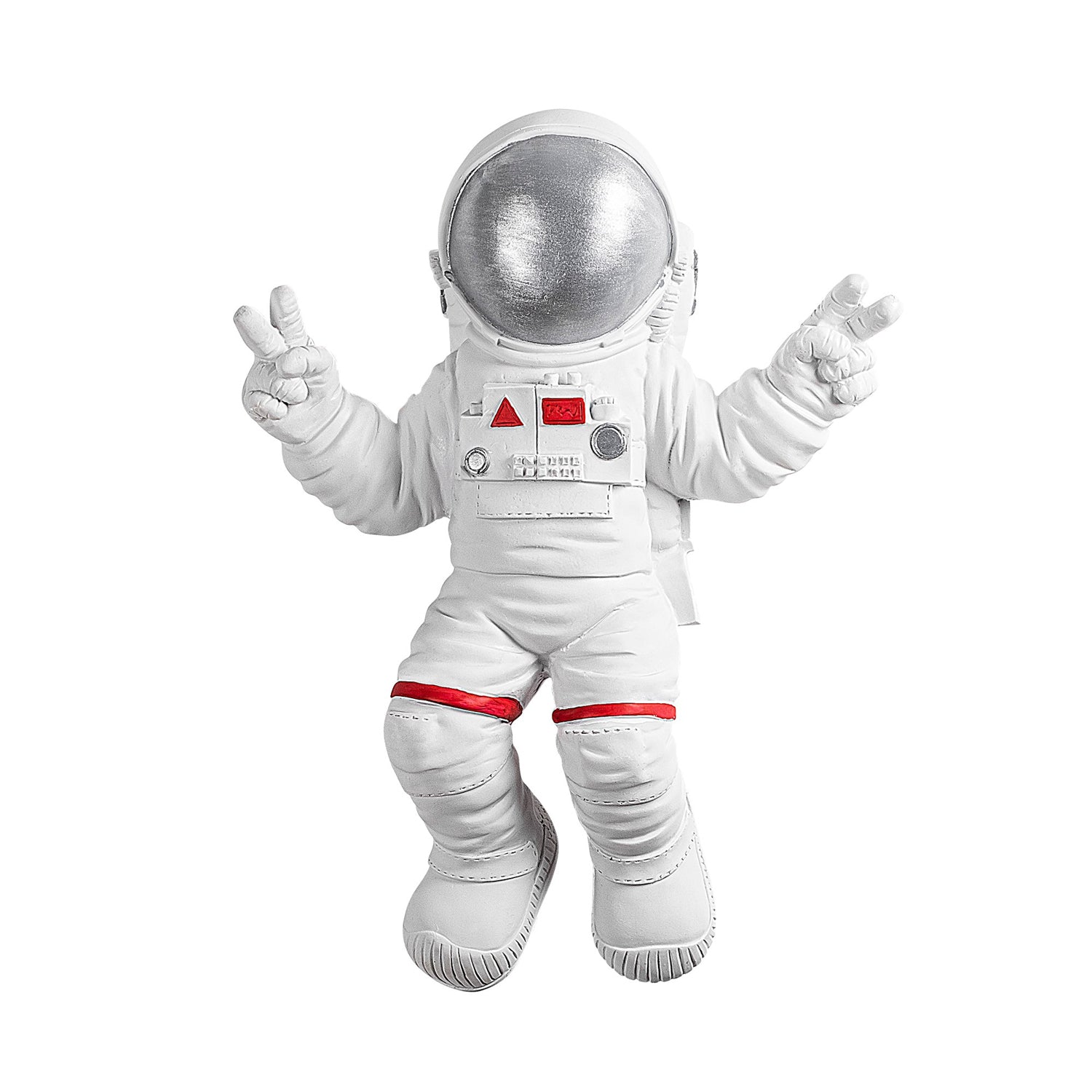 Accesoriu decorativ de perete, Peace Sign Astronaut - 2, Alb / Gri