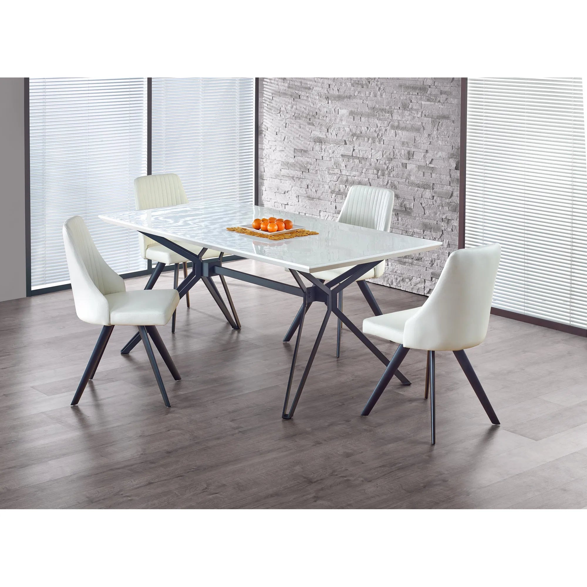 Masa PASCAL, alb/negru, 160x90x76 cm