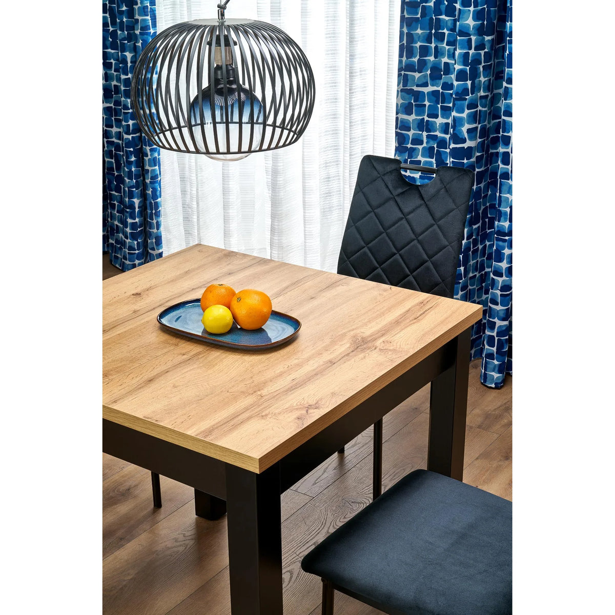Masa extensibila QUBIK, stejar artisan/negru, PAL laminat, 80/200x80x76 cm