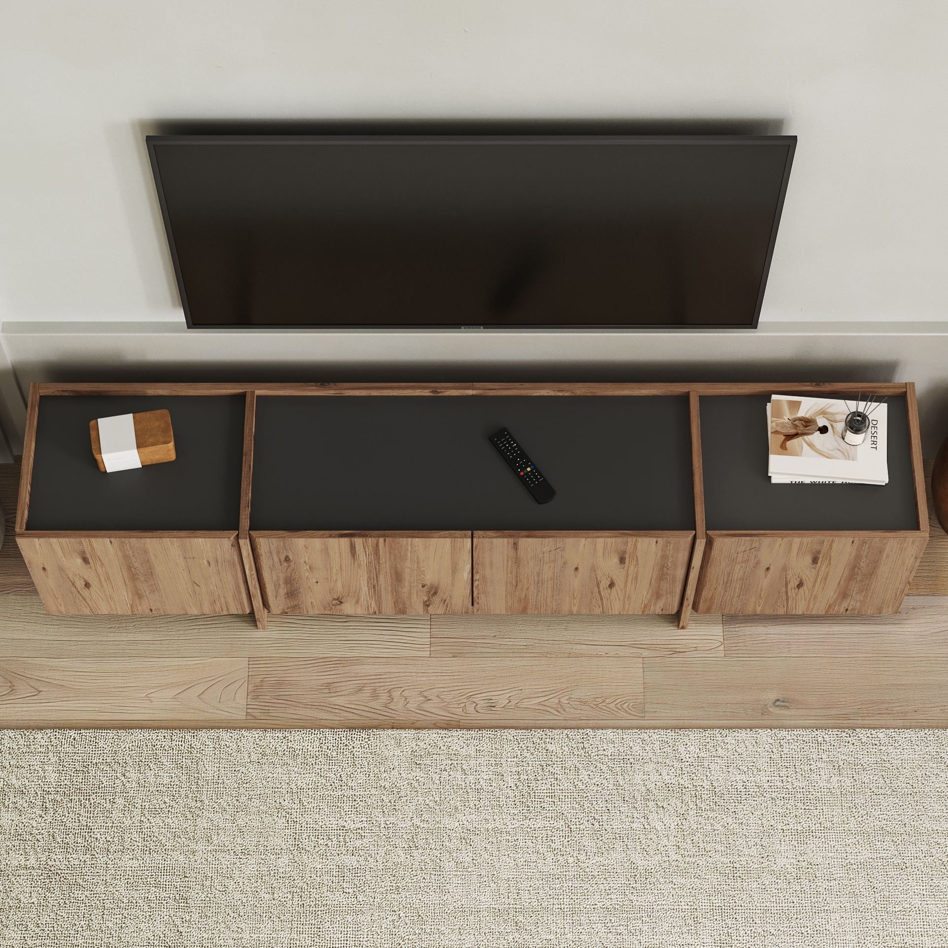 Comodă TV, Lowen - Atlantic Pine, Anthracite, Pin Atlantic / Antracit