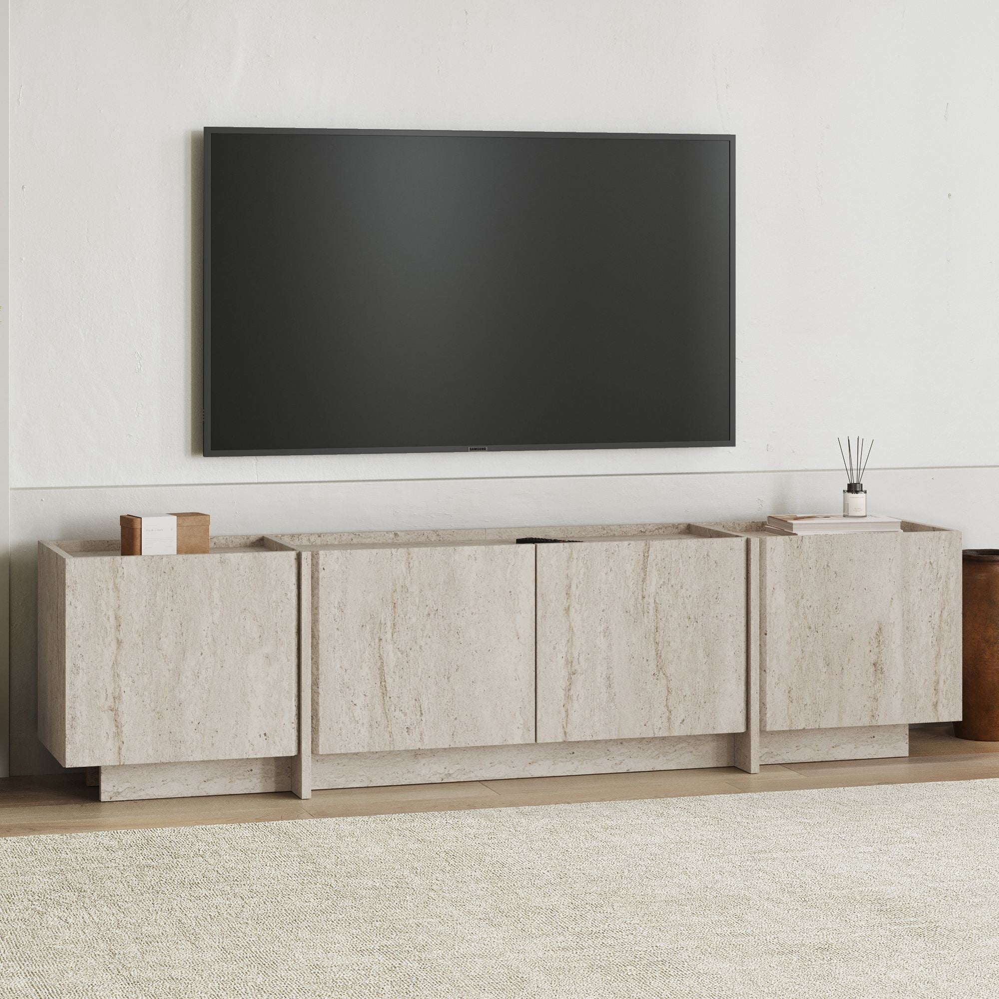 Comodă TV, Lowen - Travertine, Travertin