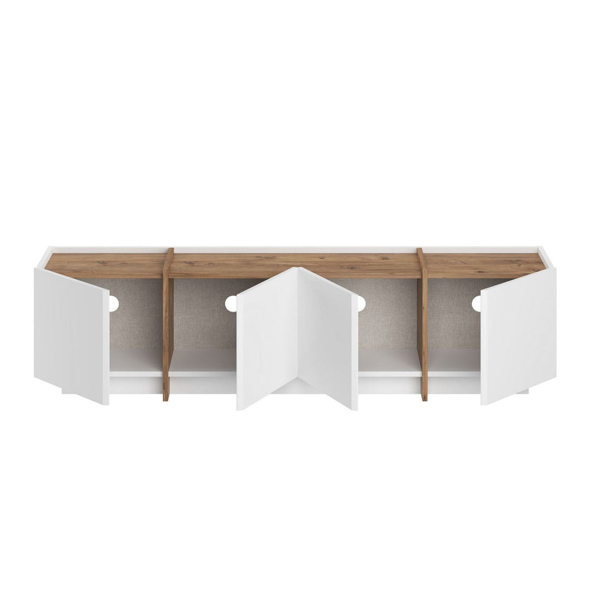Comodă TV, Lowen - White, Atlantic Pine, Alb / Pin Atlantic