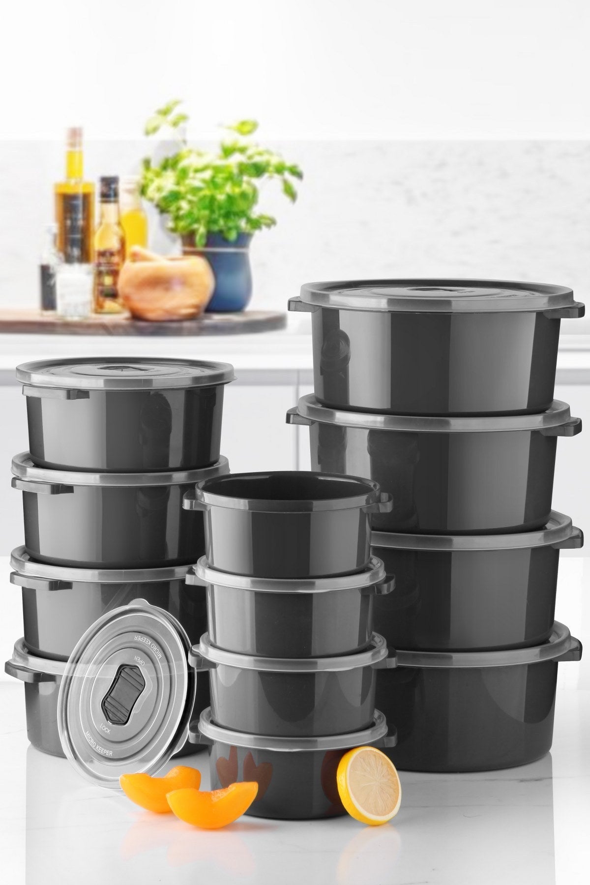 Set cutii depozitare (12 piese), SILANT12-512, Antracit