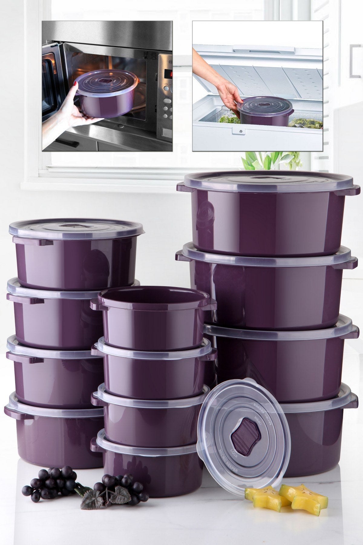 Set cutii depozitare (12 piese), SILPUR12-512, Mov
