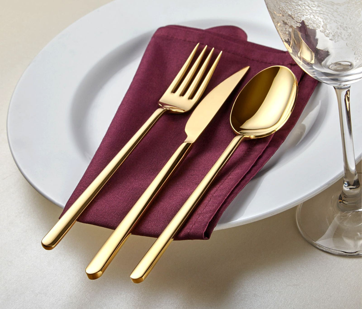 Set tacâmuri (36 piese), Allegra - Gold, Auriu