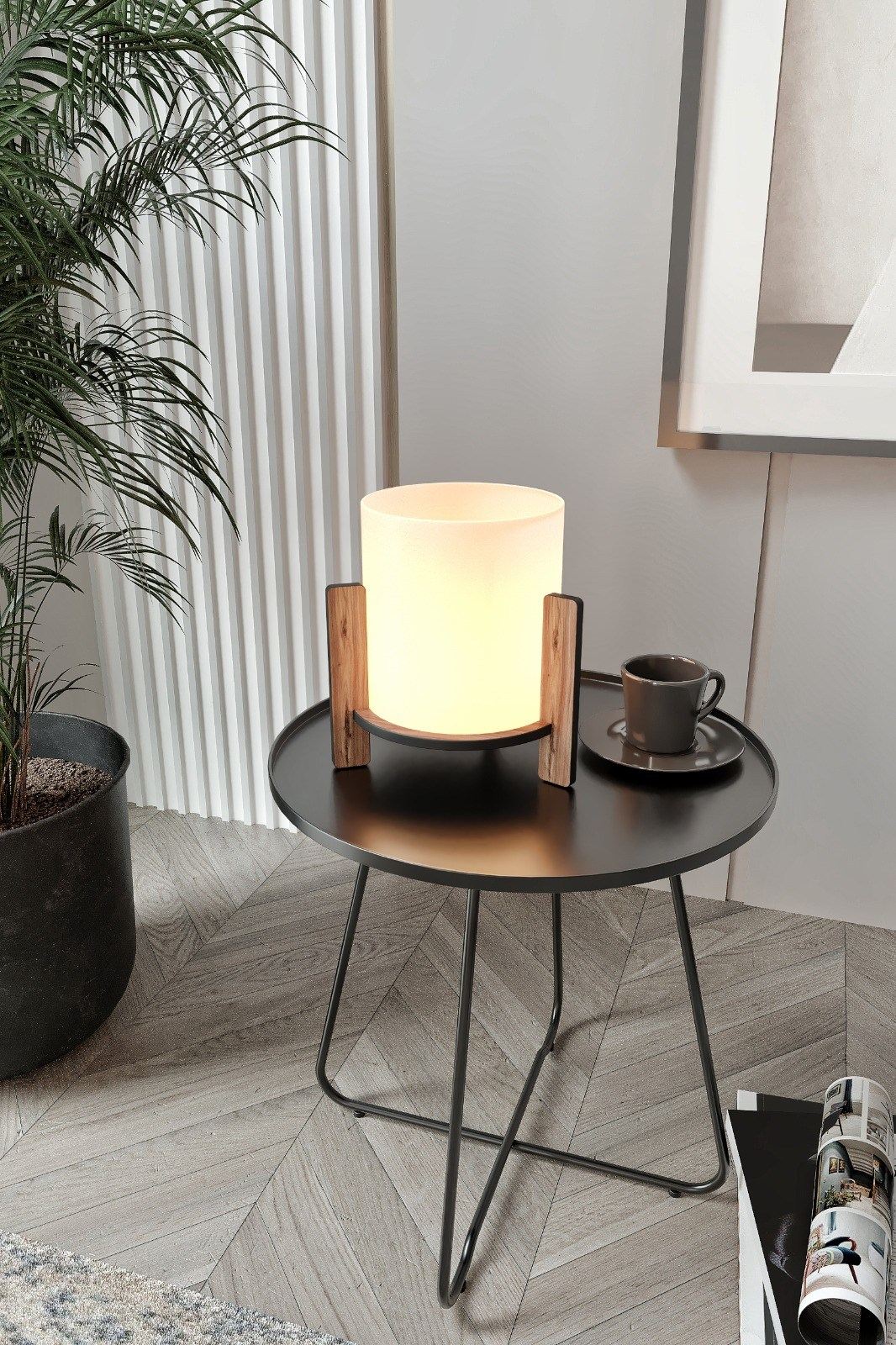 Veioză, Pine Table Lamp - Walnut, Nuc