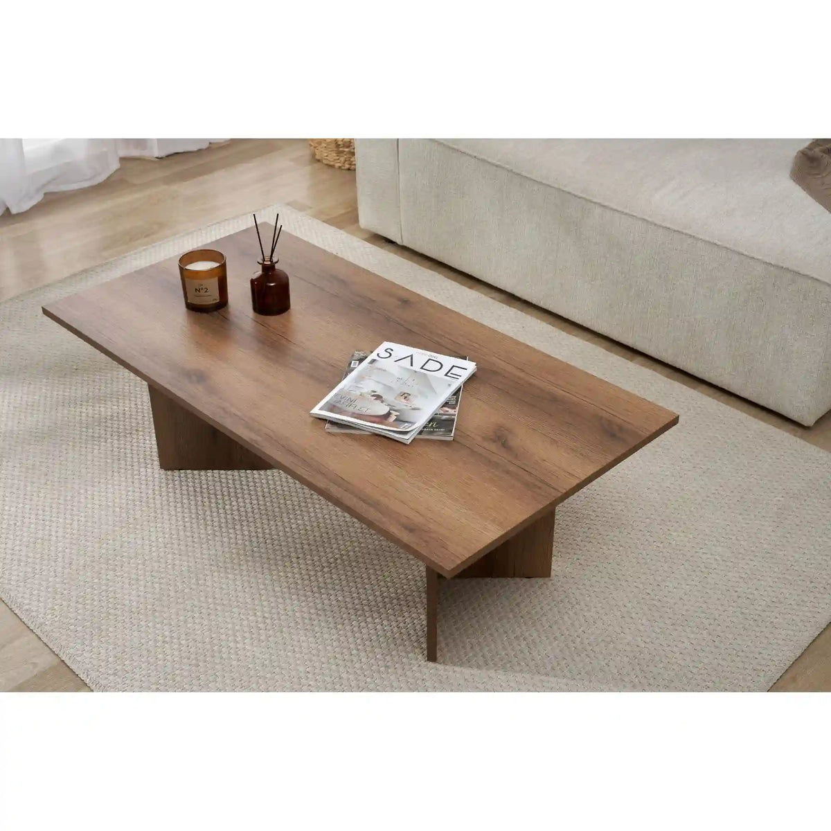 Masuta cafea SABIN, nuc inchis, PAL melaminat, 119x60x40 cm