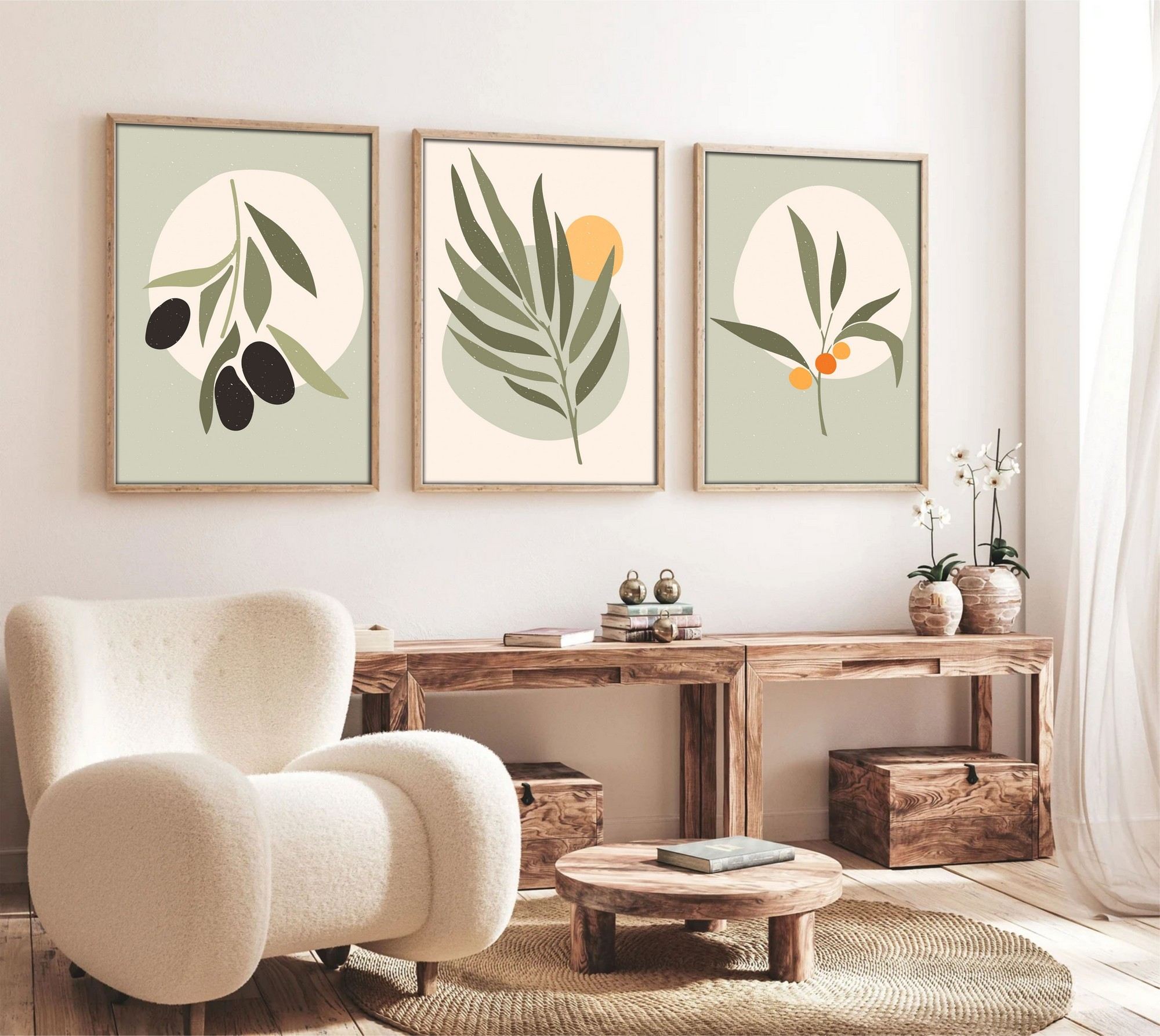 Tablou decorativ MDF cu ramă (3 piese), Huhu116 - 70 x 50, Multicolor