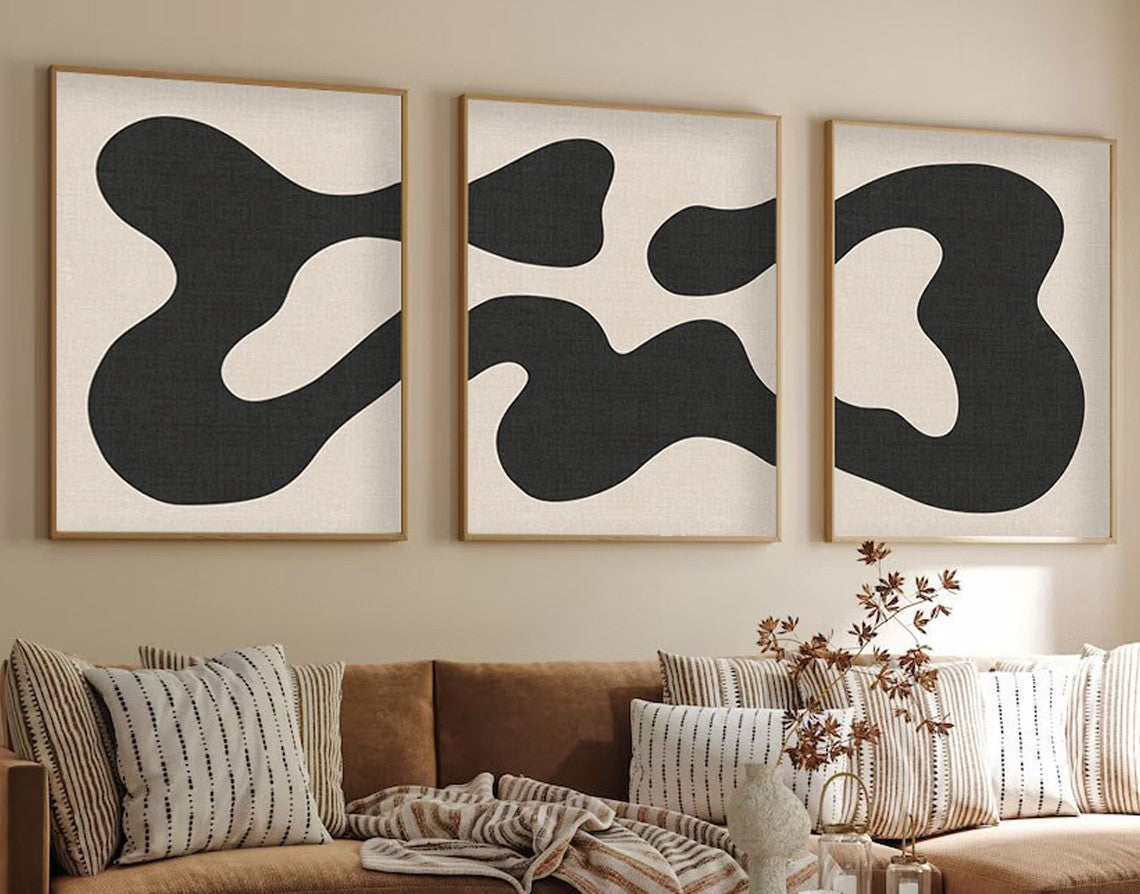 Tablou decorativ MDF cu ramă (3 piese), Huhu199 - 50 x 70, Multicolor