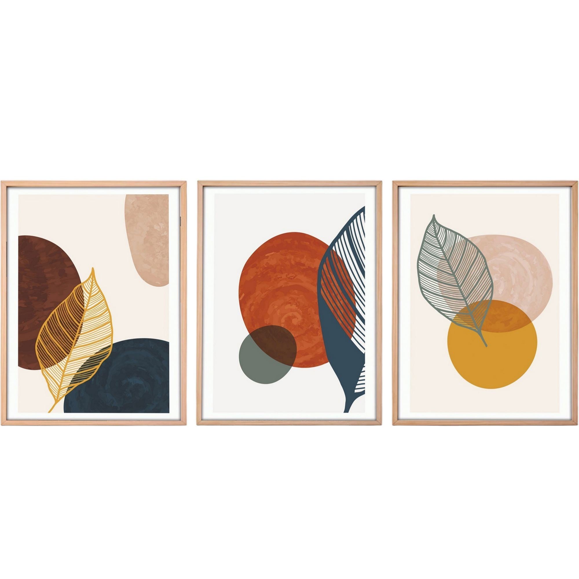Tablou decorativ MDF cu ramă (3 piese), Huhu209 - 50 x 35, Multicolor