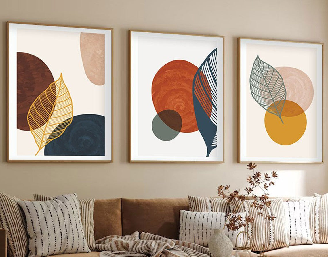 Tablou decorativ MDF cu ramă (3 piese), Huhu209 - 50 x 70, Multicolor