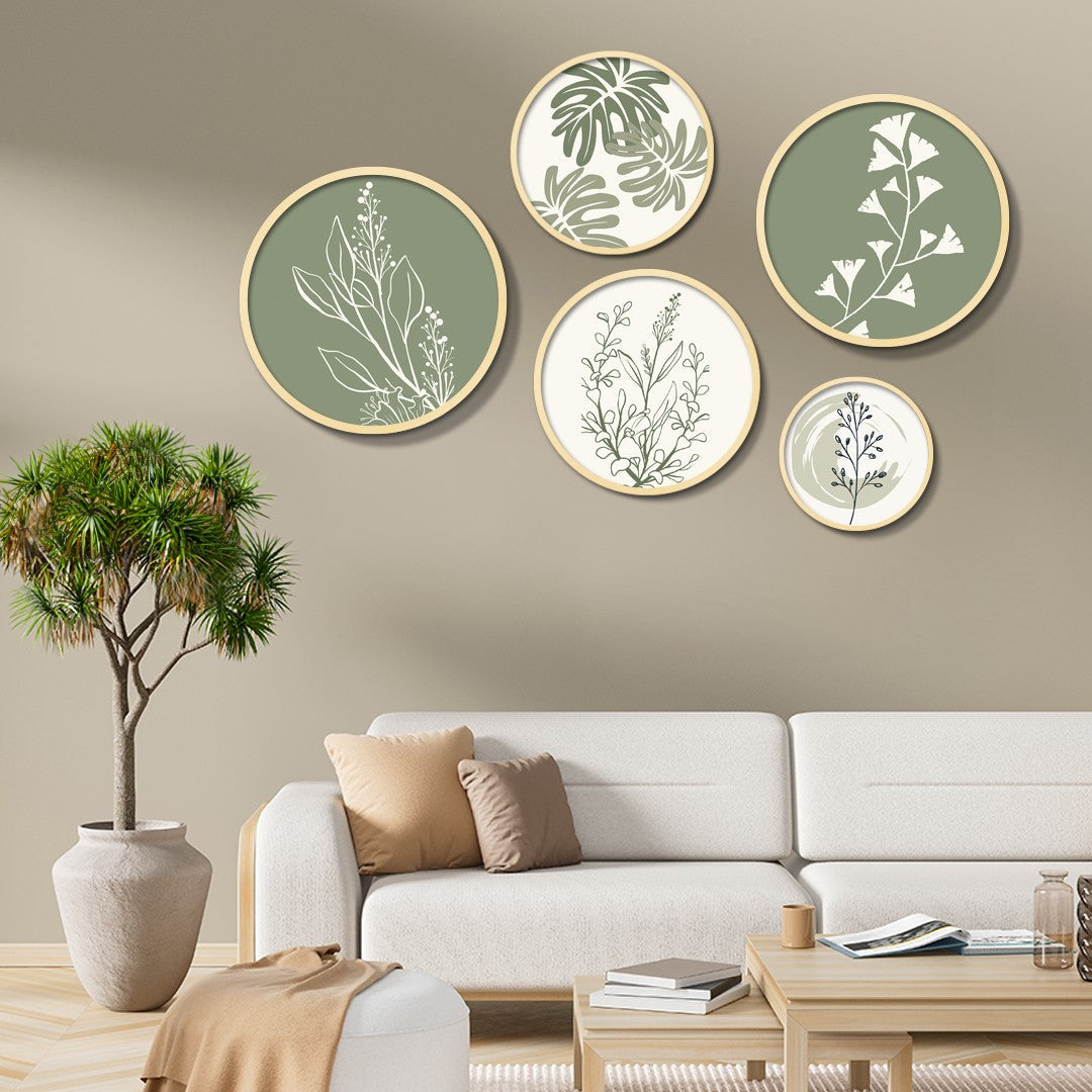 Tablou decorativ MDF cu ramă (5 piese), Yats-04, Multicolor