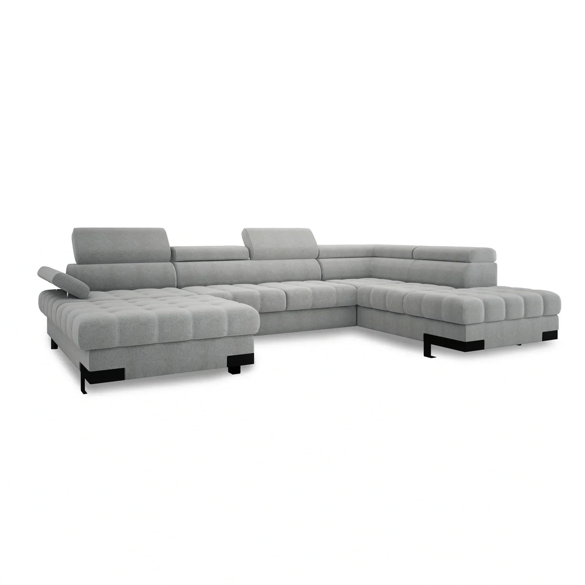 Coltar extensibil cu lada SELVA XL, sezlong dreapta, stofa catifelata verde - Riviera 38, Gama Premium, cu tetiere reglabile, 339x223x95 cm