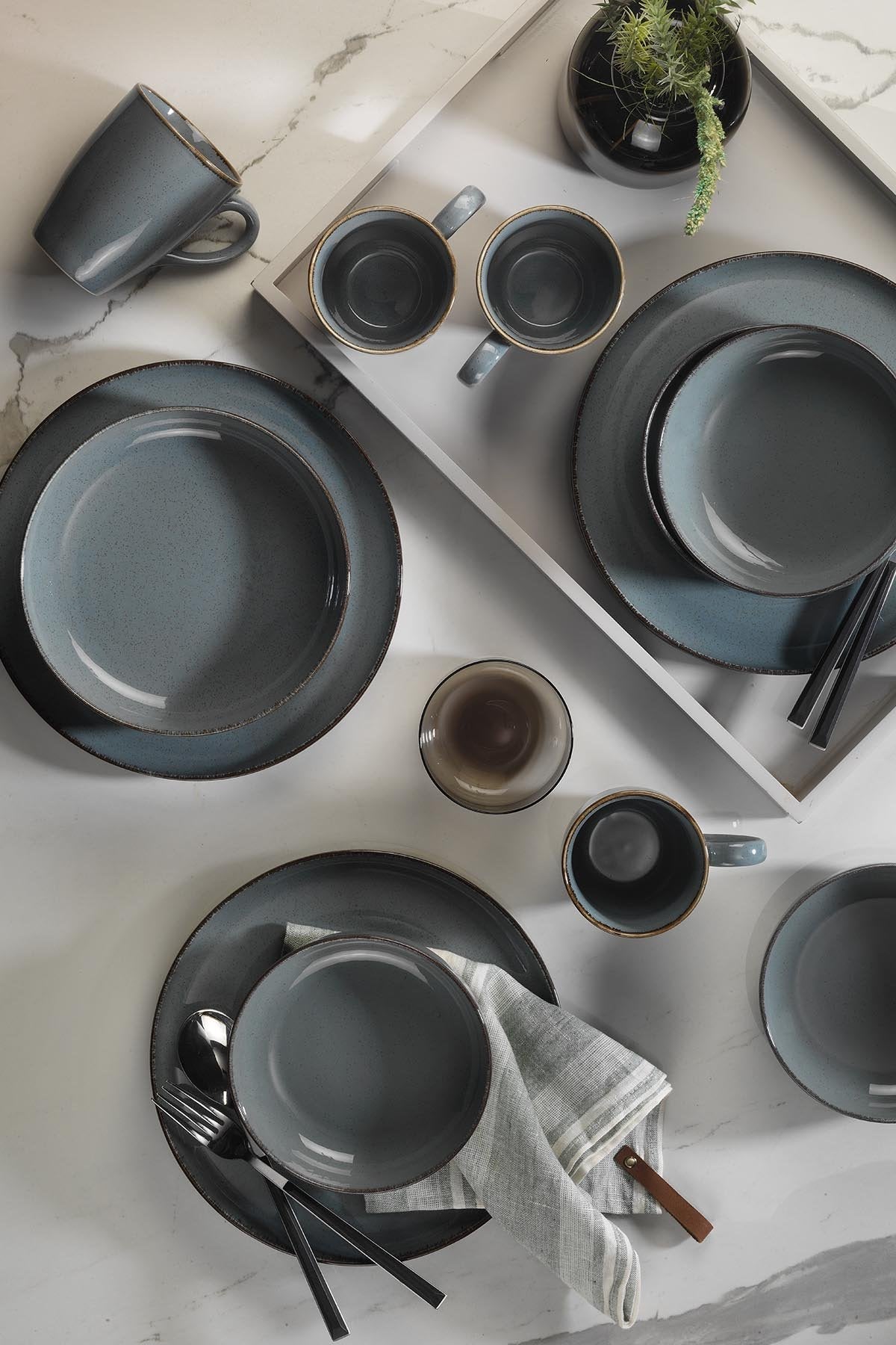 Set veselă (16 piese), MOD16Y2730P01, Albastru