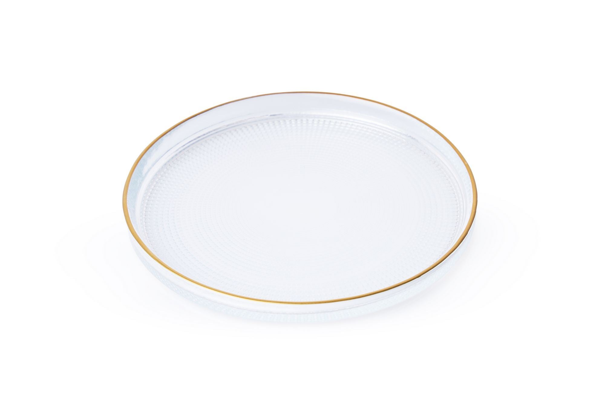 Set farfurii desert (6 piese), Loren6p, Transparent / Auriu