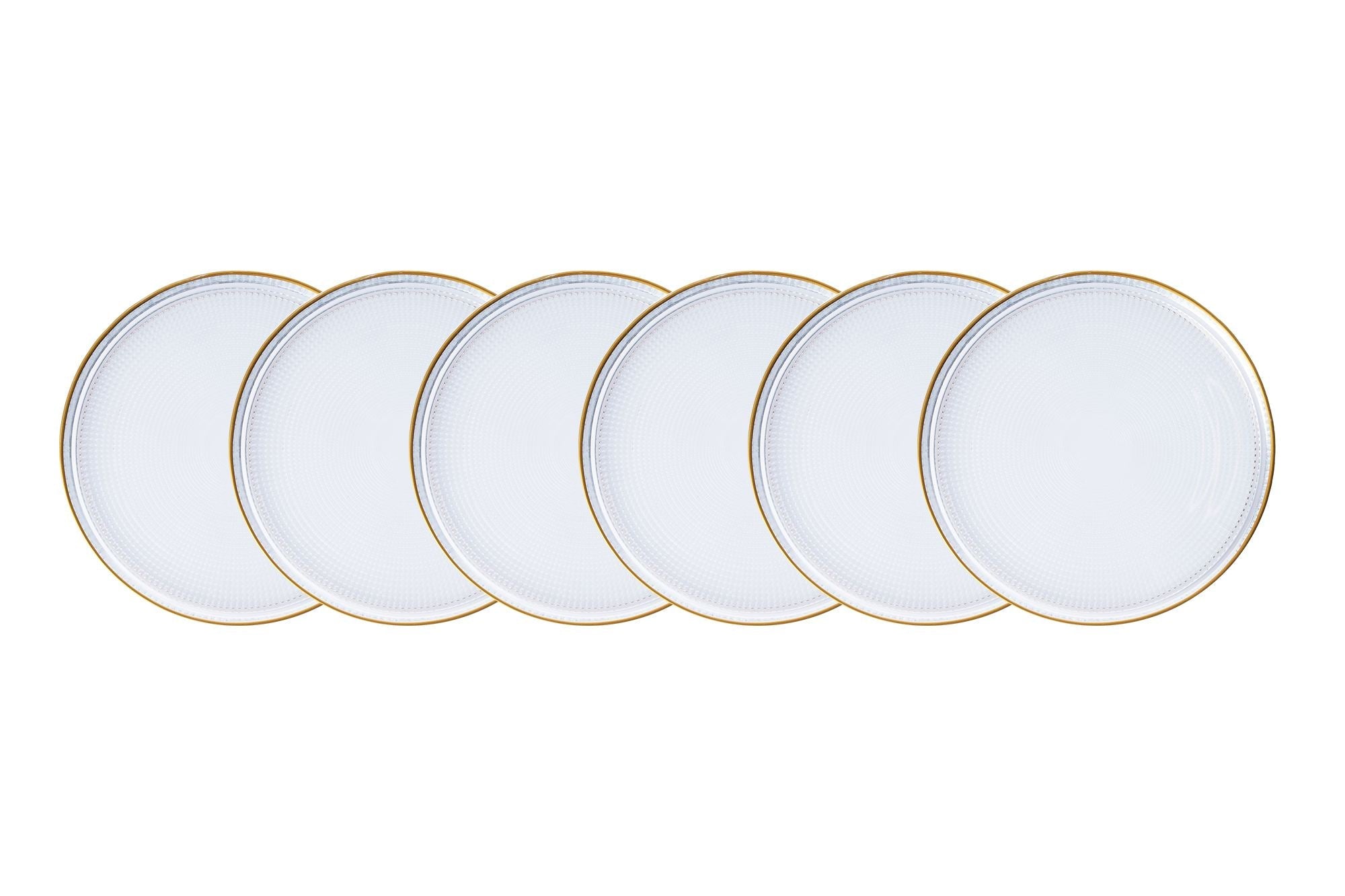 Set farfurii desert (6 piese), Loren6p, Transparent / Auriu
