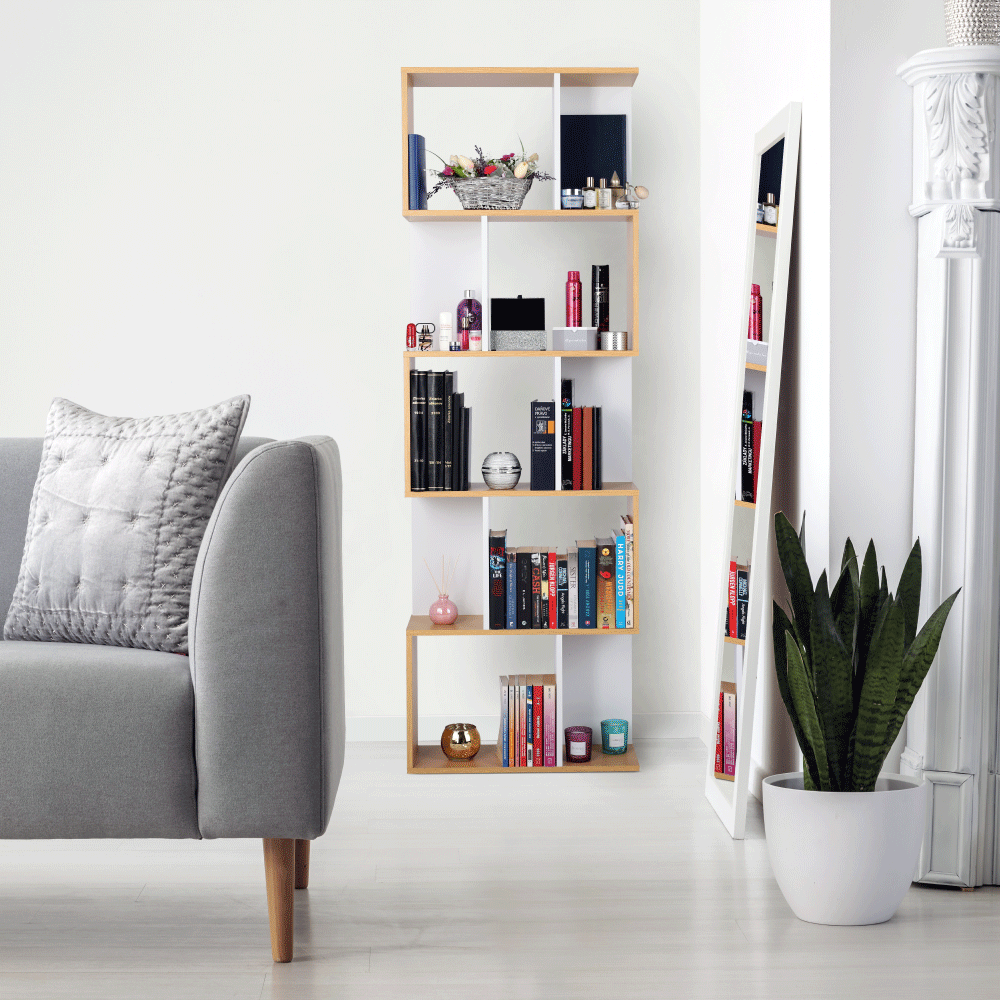 Biblioteca ERDEM NEW TYP 4, pin/alb, DTD laminat, 60x24x180 cm