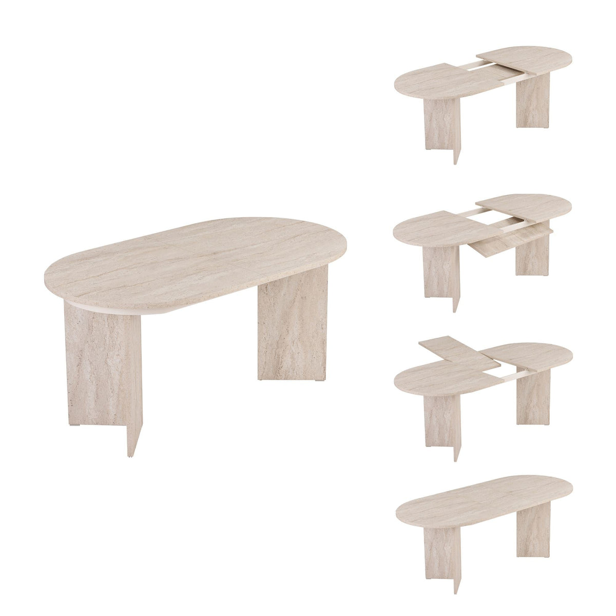 Masă dining extensibilă, Sorell - Travertine, Travertin