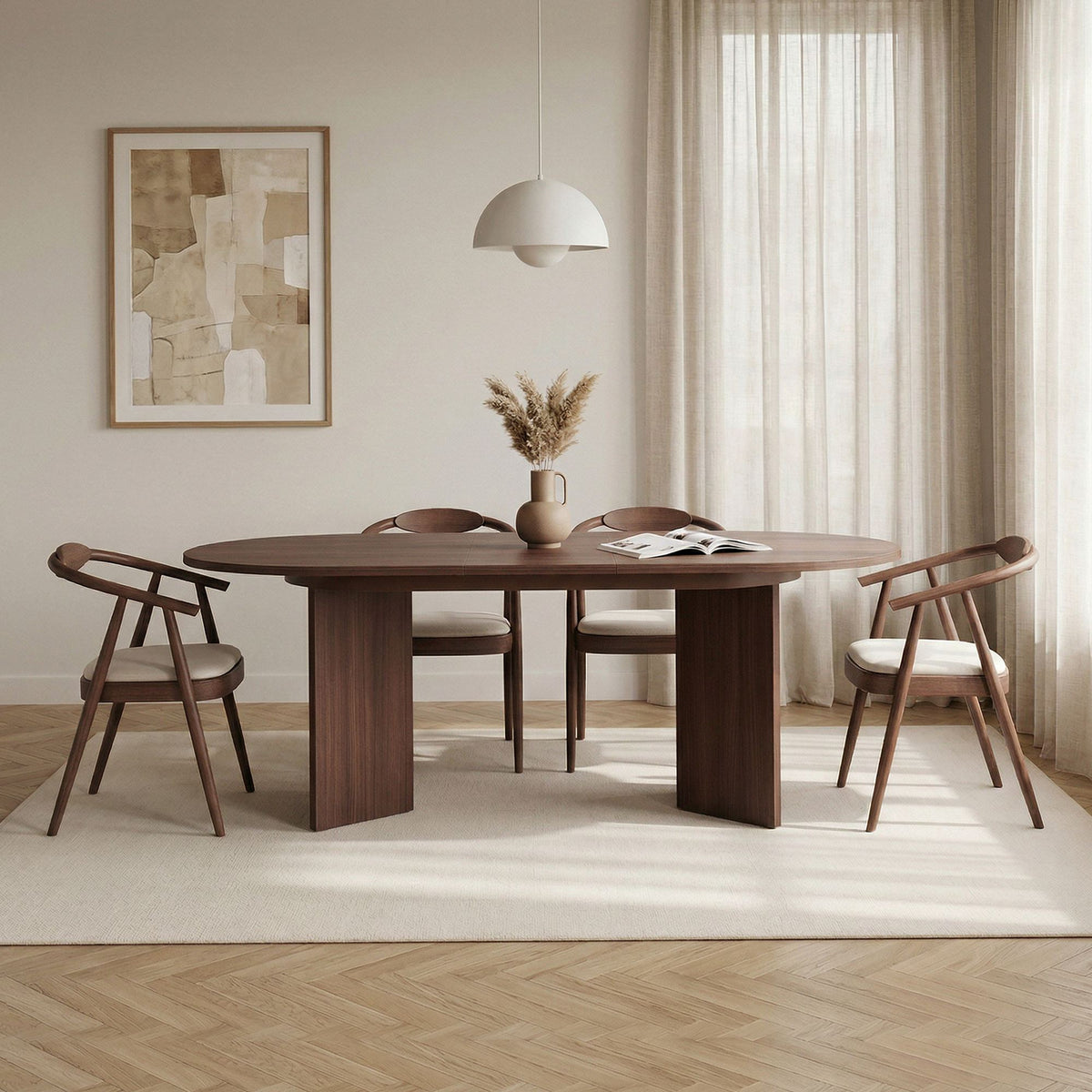 Masă dining extensibilă, Sorell - Milano Walnut, Nuc Milano
