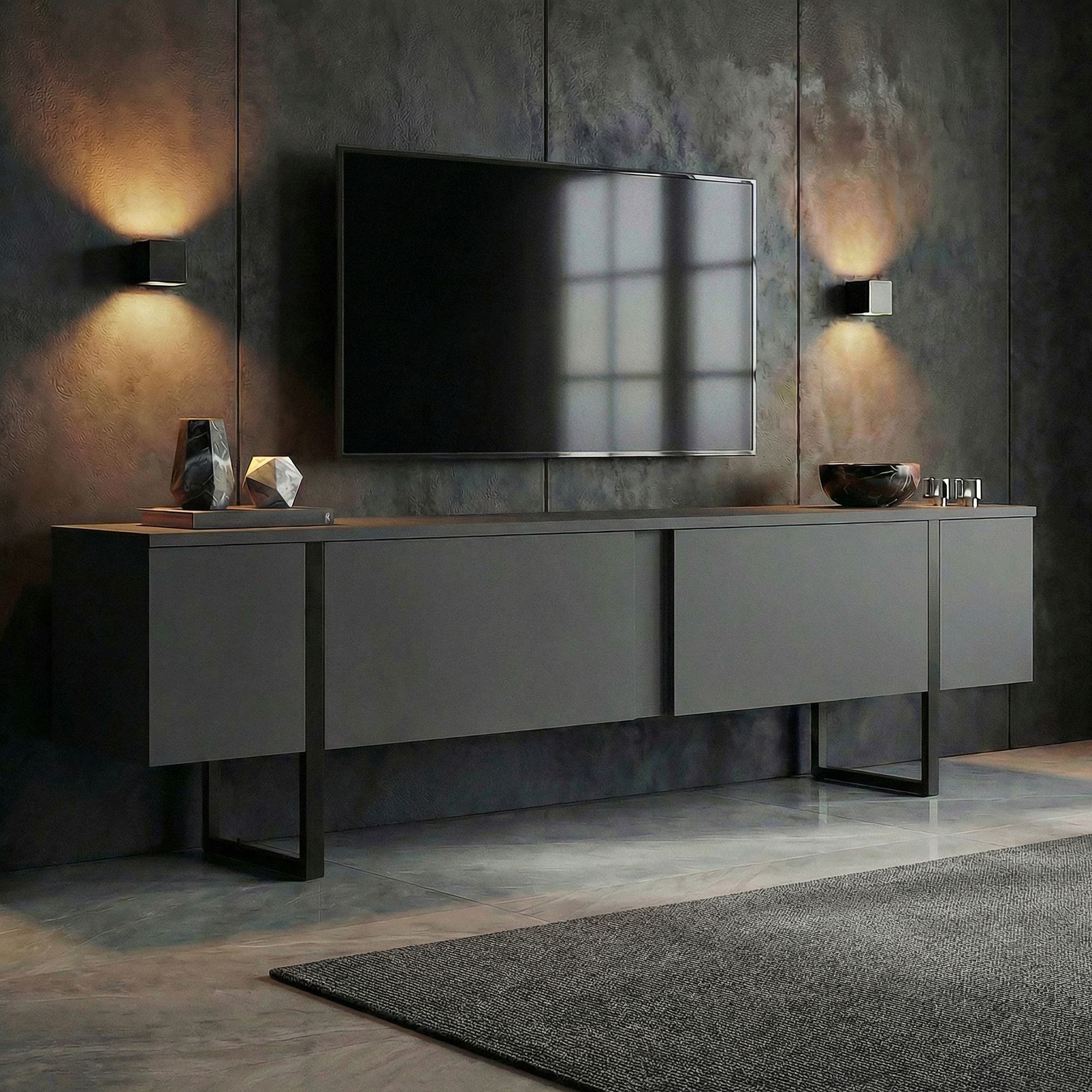 Comodă TV, Onera - Anthracite, Black, Antracit / Negru