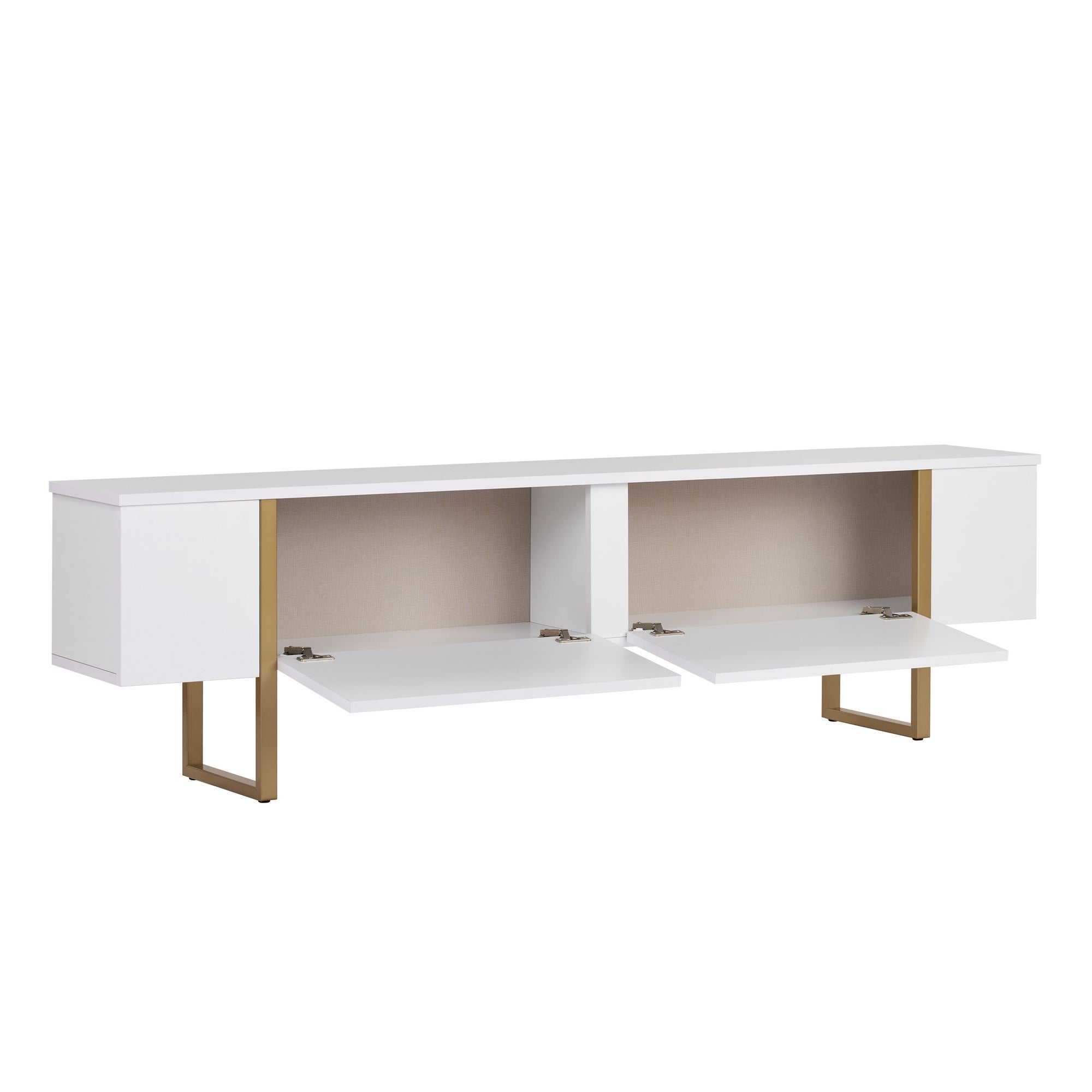 Comodă TV, Onera - White, Gold, Alb / Auriu