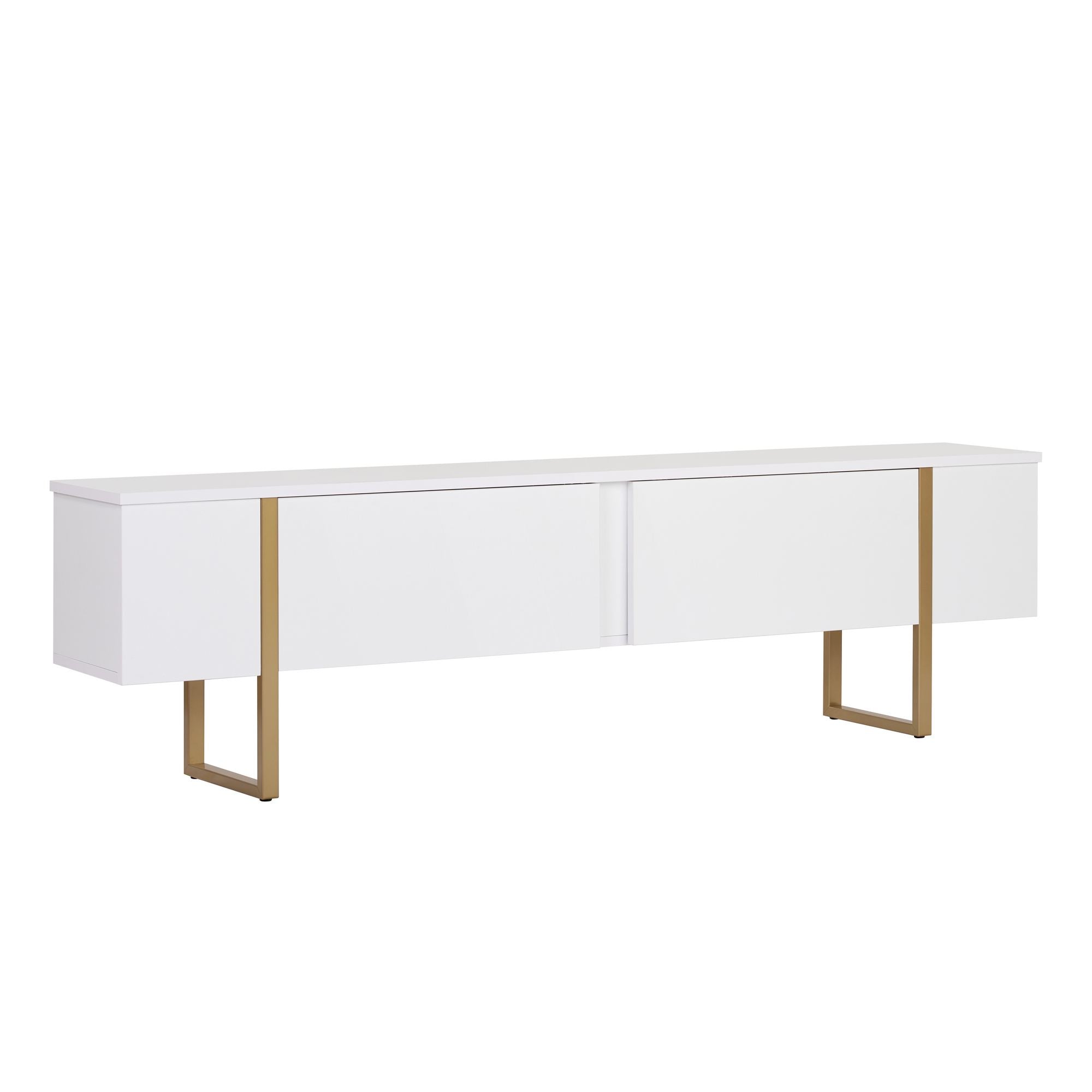 Comodă TV, Onera - White, Gold, Alb / Auriu