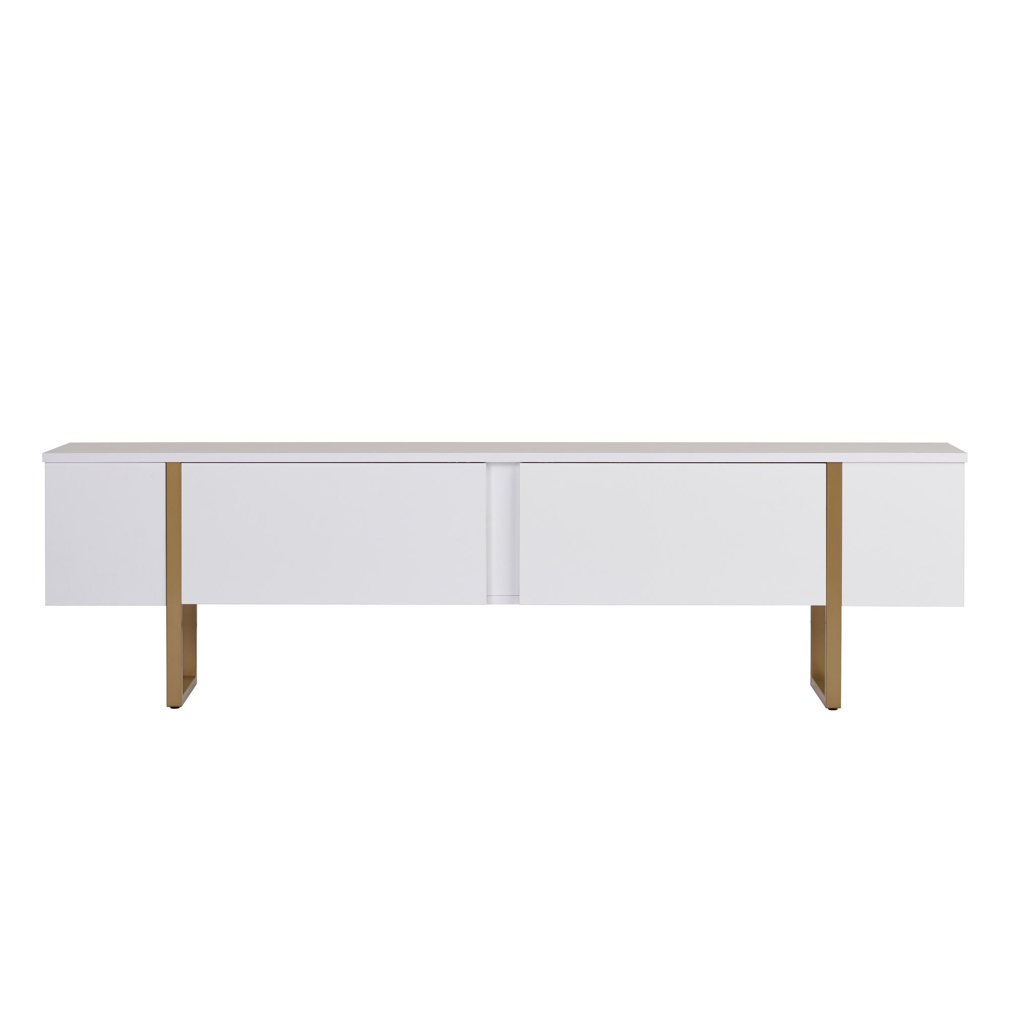 Comodă TV, Onera - White, Gold, Alb / Auriu