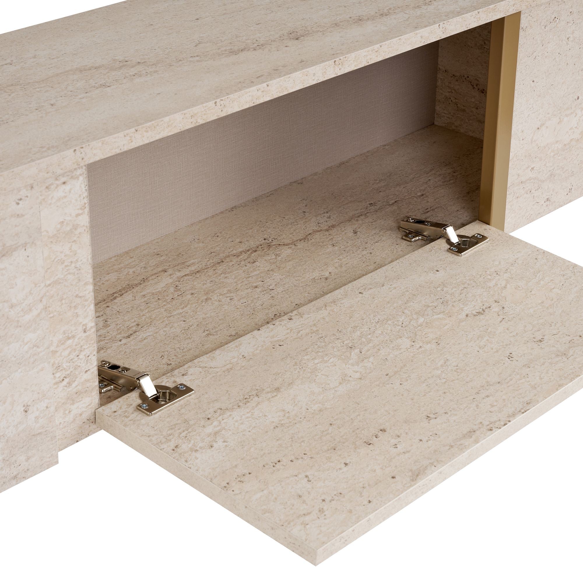 Comodă TV, Onera - Travertine, Gold, Travertin / Auriu