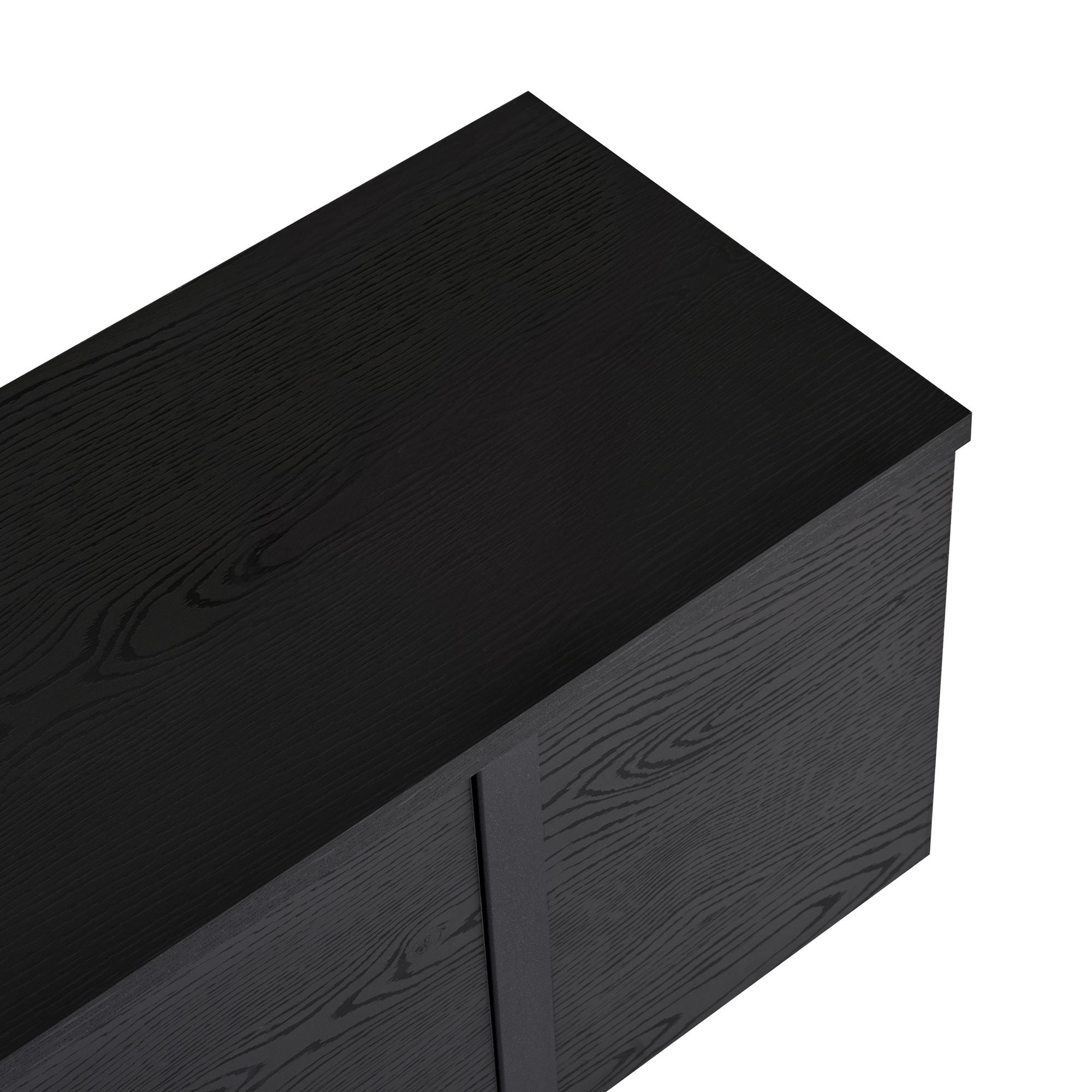 Comodă TV, Onera - Wood Black, Black, Lemn Negru / Negru