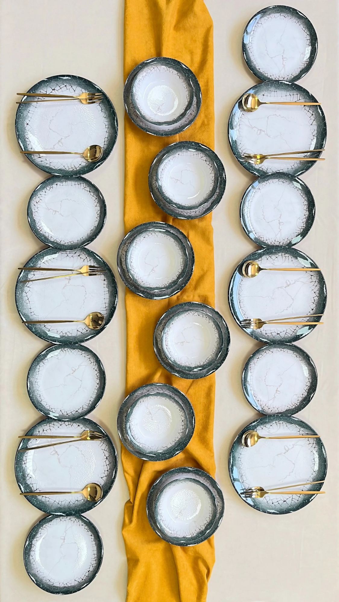 Set veselă (24 piese), Albertus 24YT - White, Anthracite, Alb / Antracit