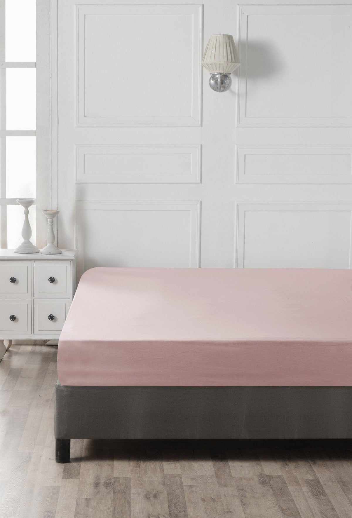 Cearșaf pat single cu elastic ranforce, Dusty Rose, Roz prăfuit