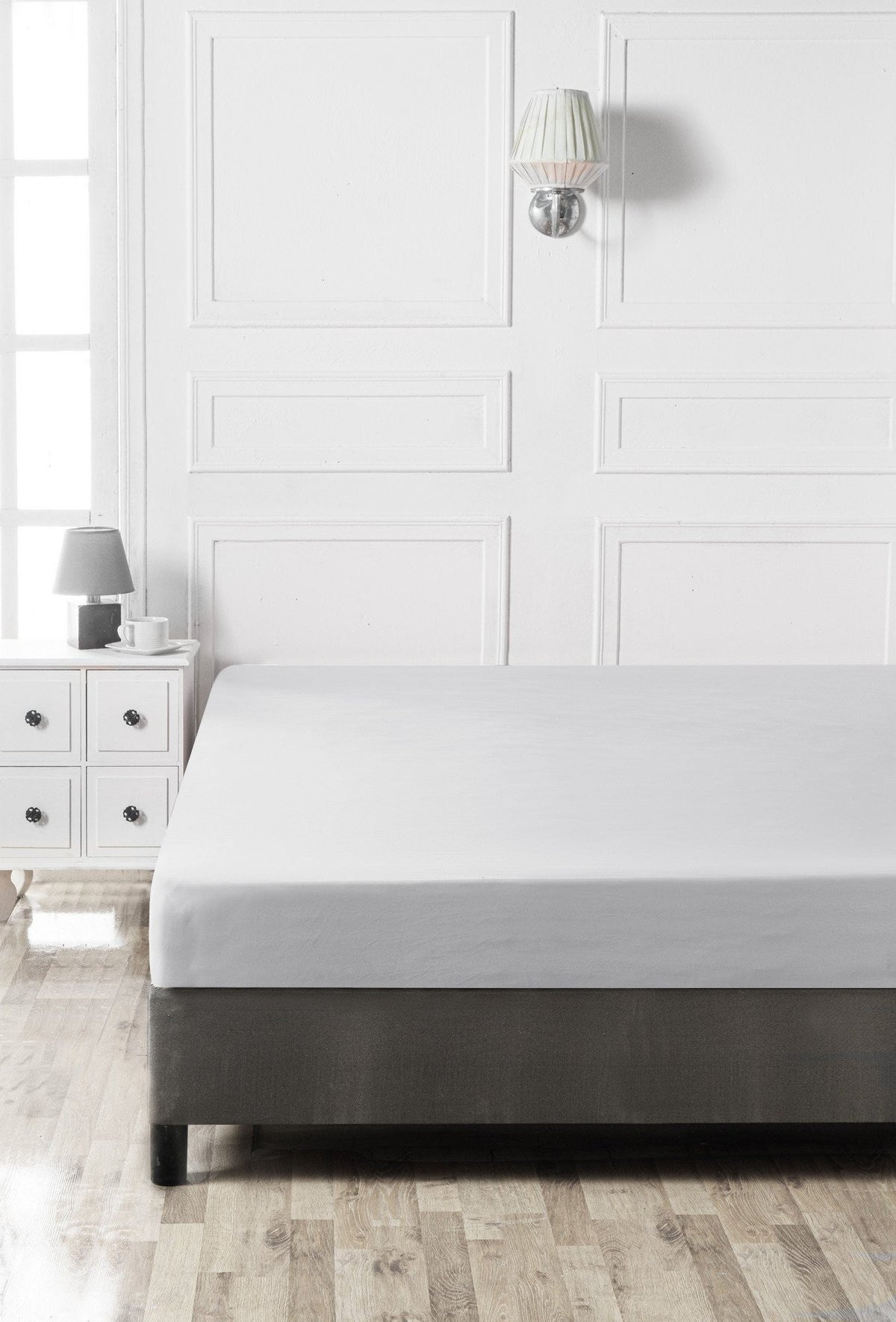 Cearșaf pat single cu elastic ranforce, Grey, Gri