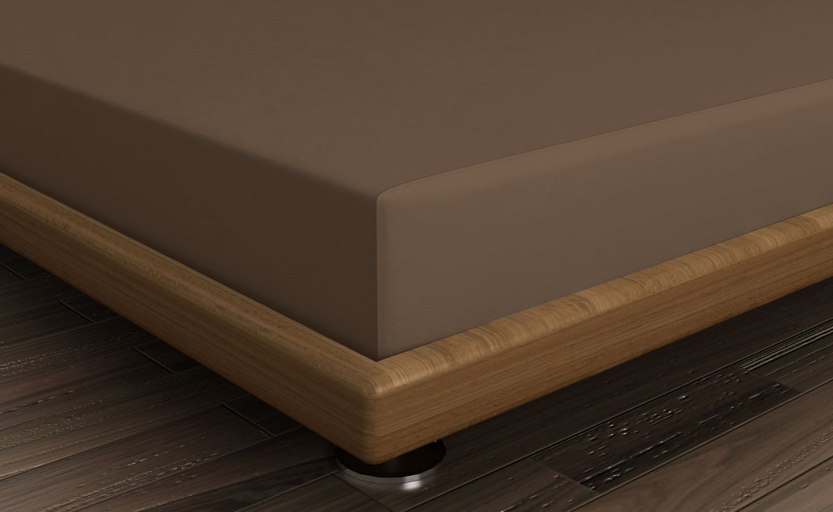 Cearșaf pat dublu cu elastic ranforce, Brown, Maro