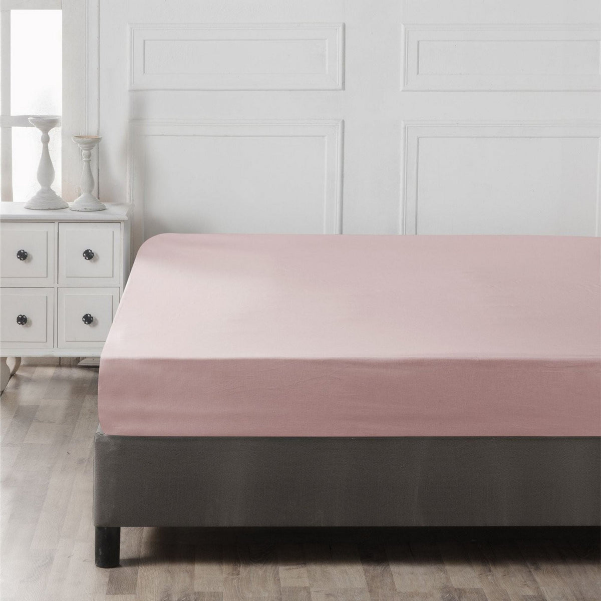 Cearșaf pat super king cu elastic ranforce, Dusty Rose, Roz prăfuit